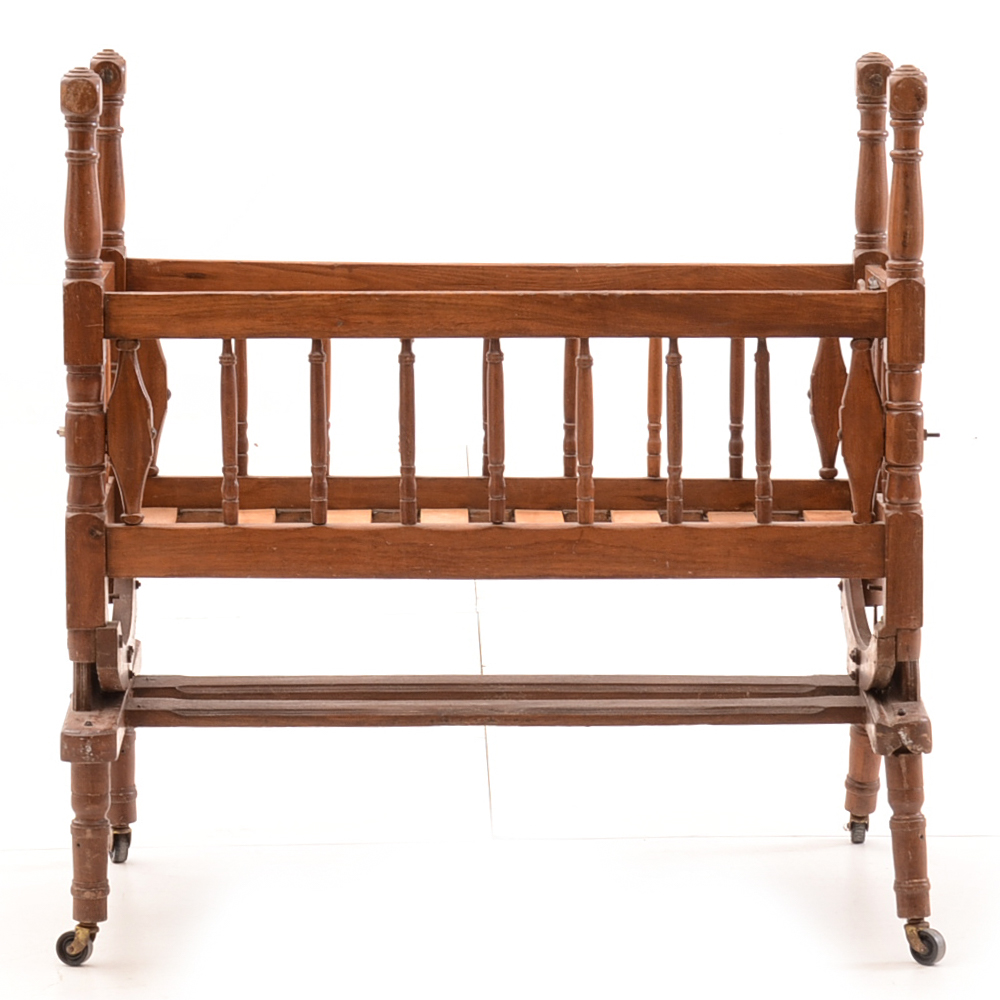 Antique Decorative 4-Poster Rocking Cradle