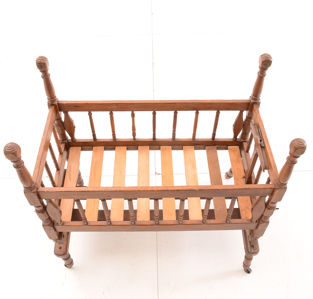 Antique Decorative 4-Poster Rocking Cradle