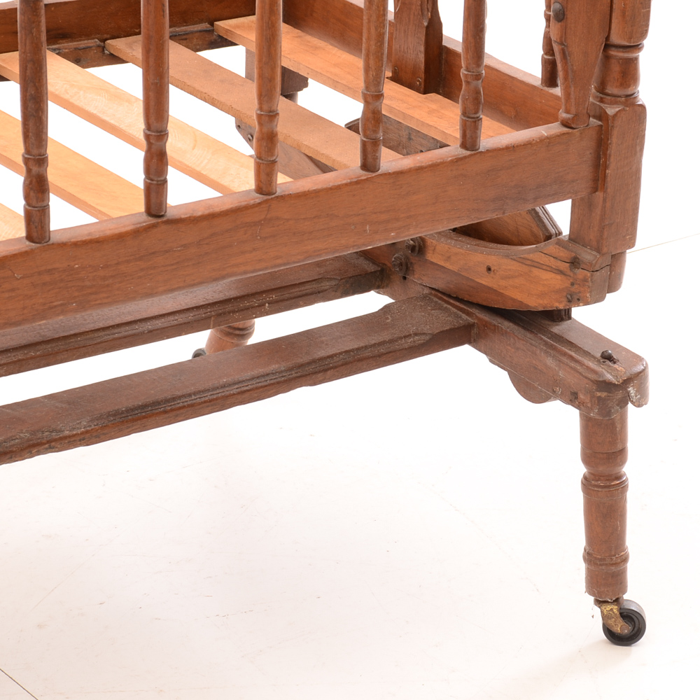 Antique Decorative 4-Poster Rocking Cradle