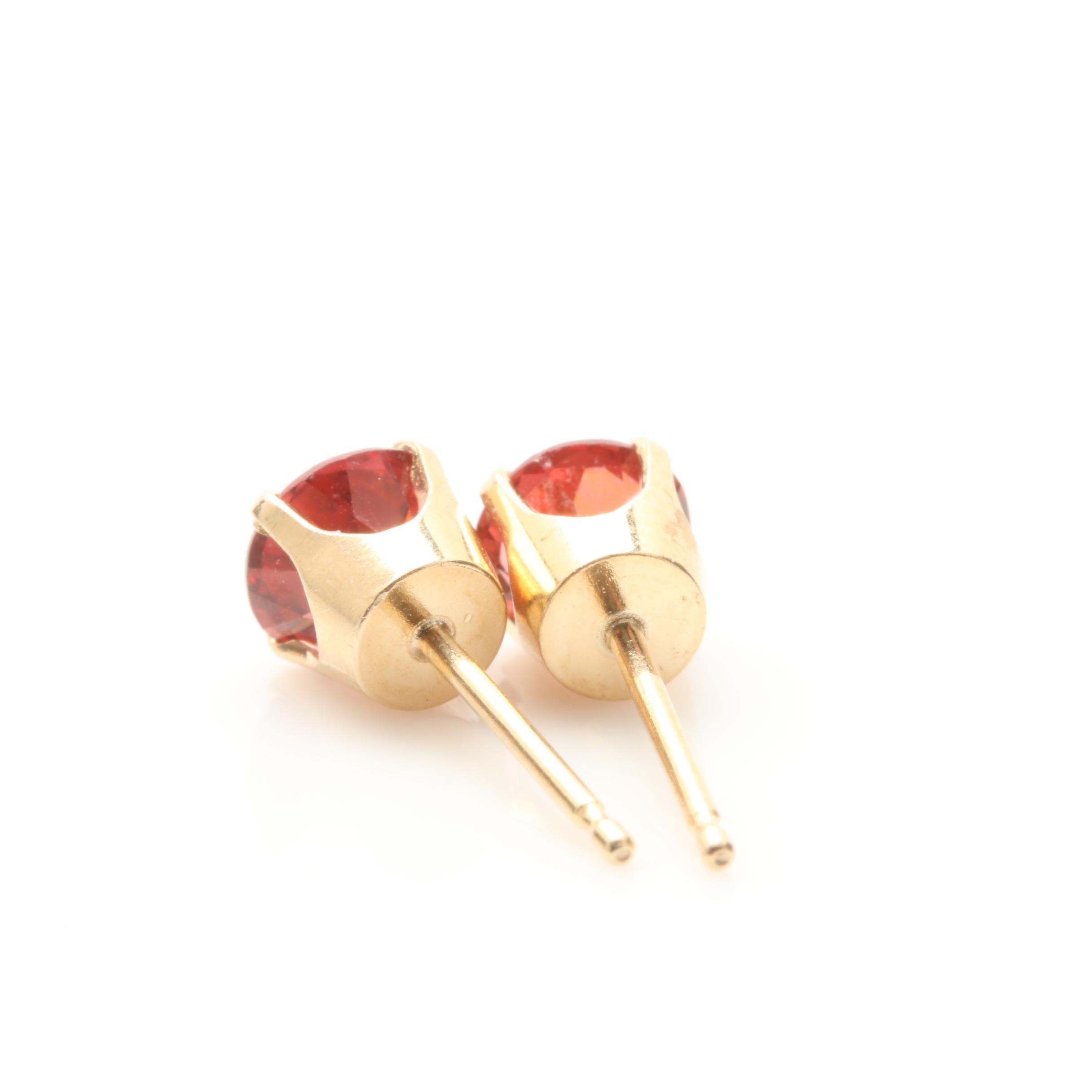 14K Yellow Gold Garnet and Amethyst Earrings