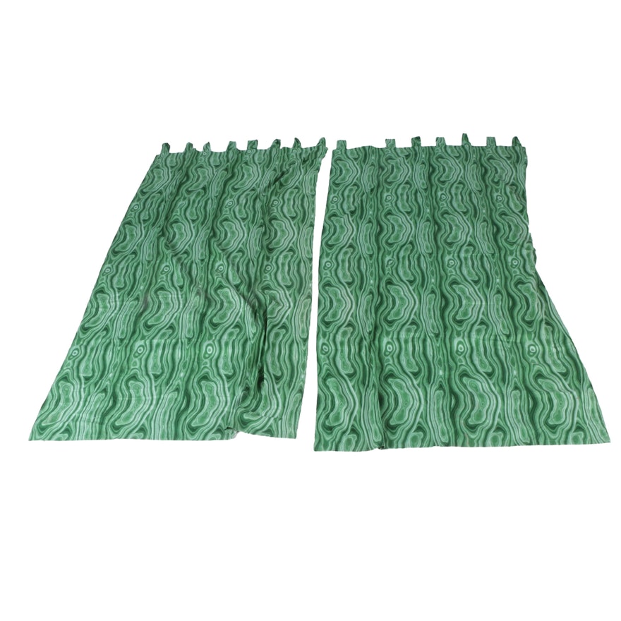 Pair of Patterned Green Curtains