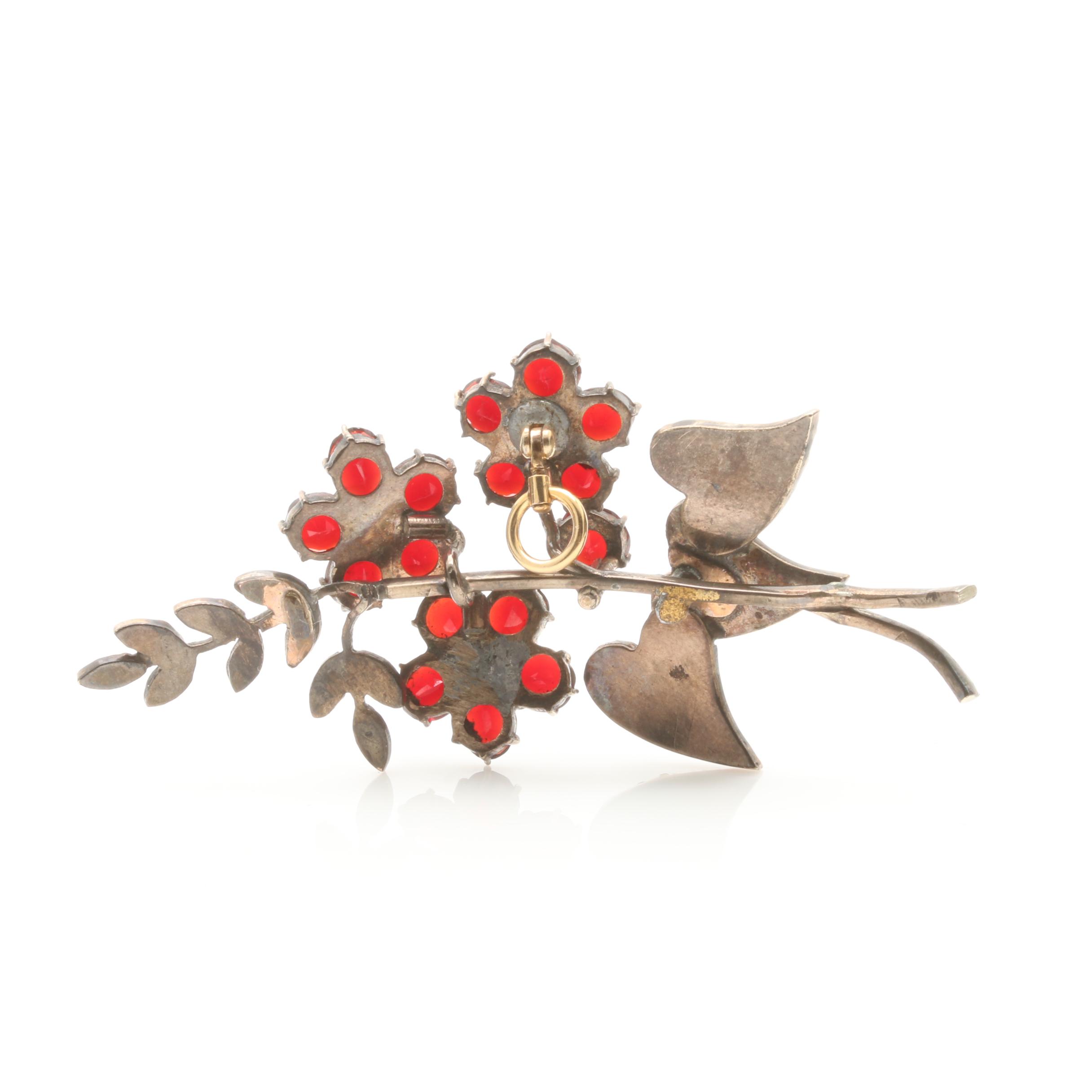 Victorian Garnet Floral Leaf Motif Pendant