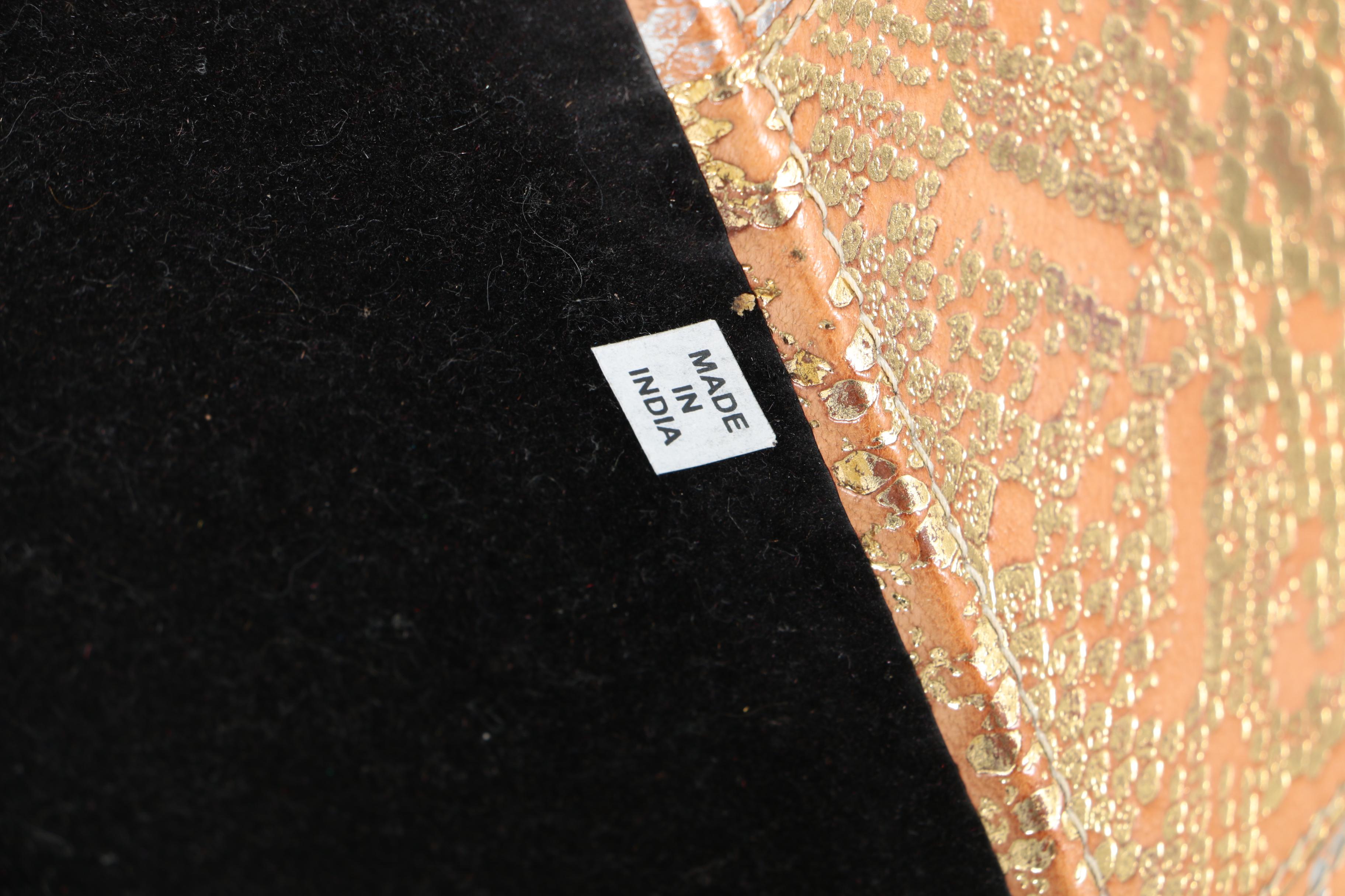 East Indian Hexagonal Leather-Covered Metal Occasional Table