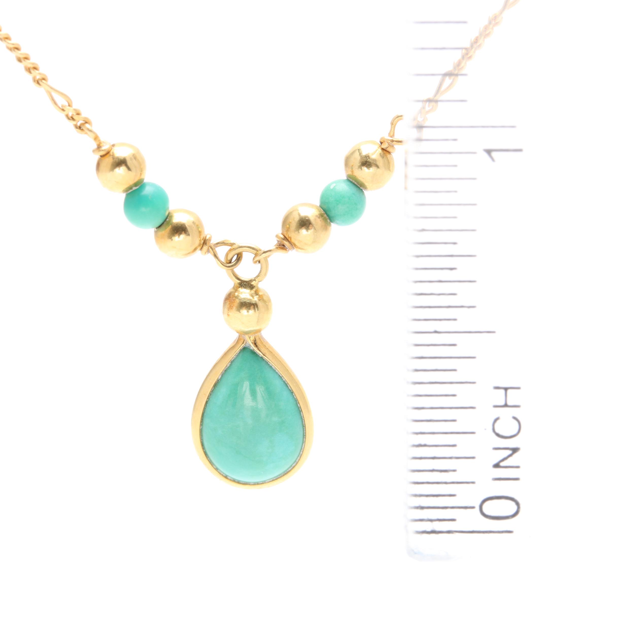 18K Yellow Gold Turquoise Necklace