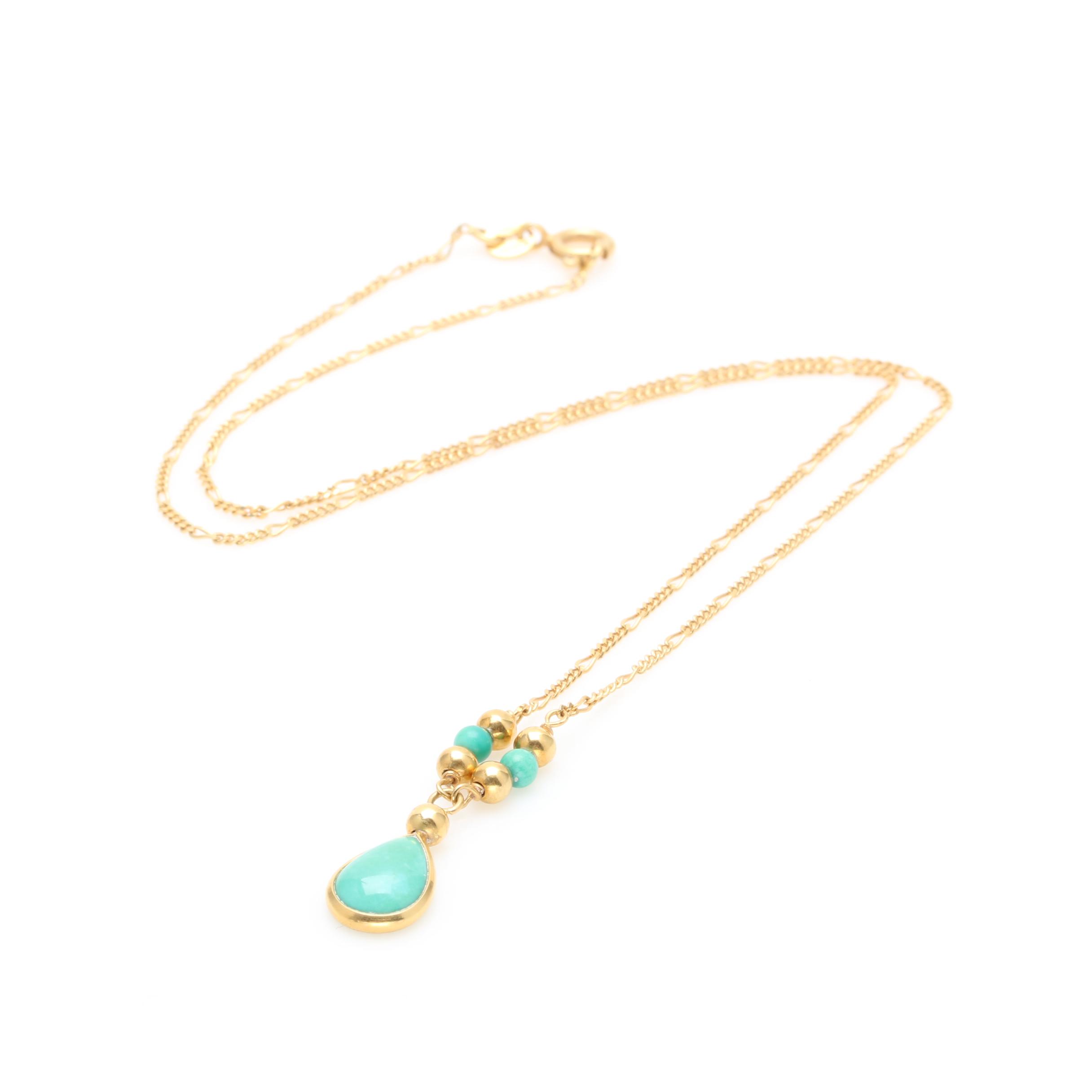 18K Yellow Gold Turquoise Necklace