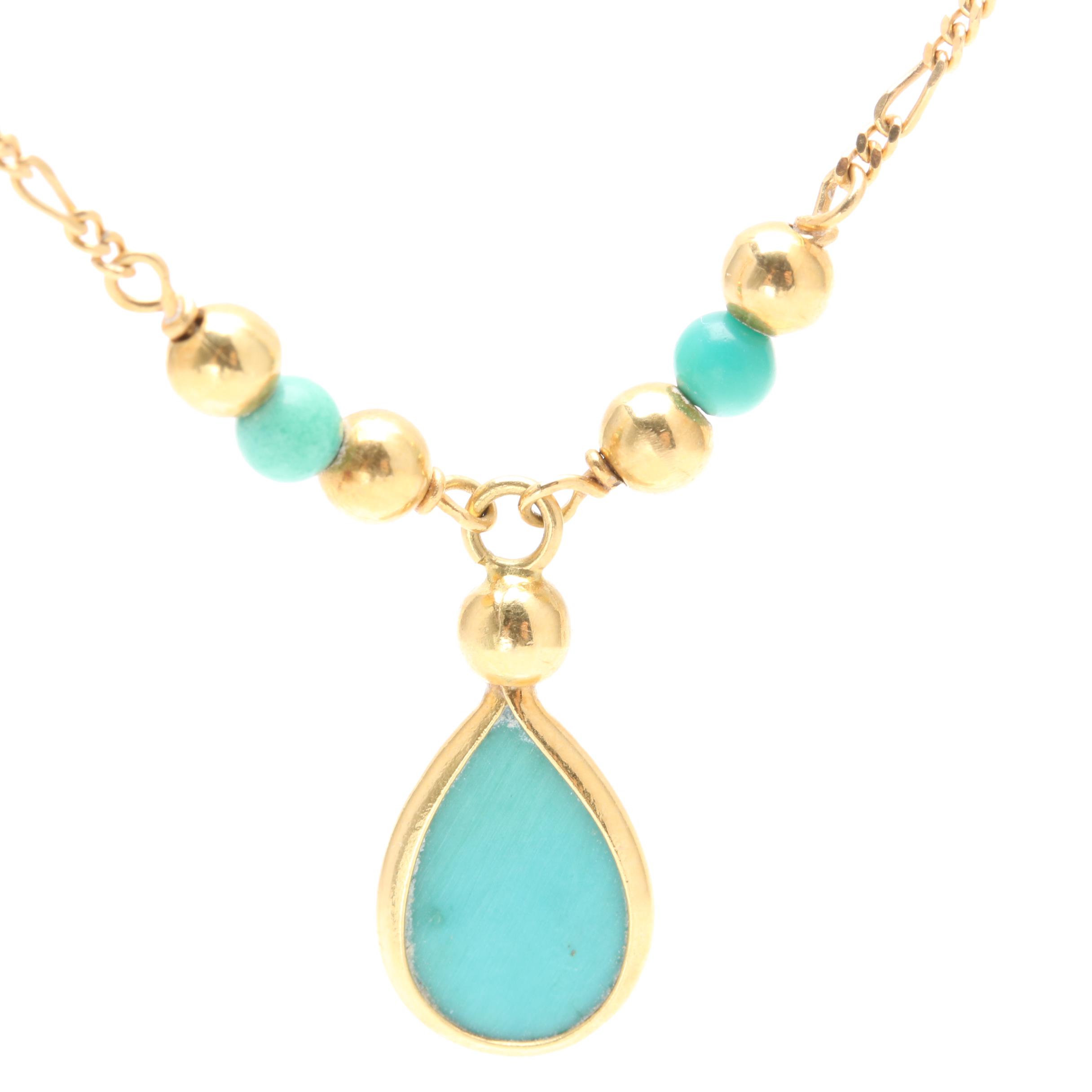 18K Yellow Gold Turquoise Necklace
