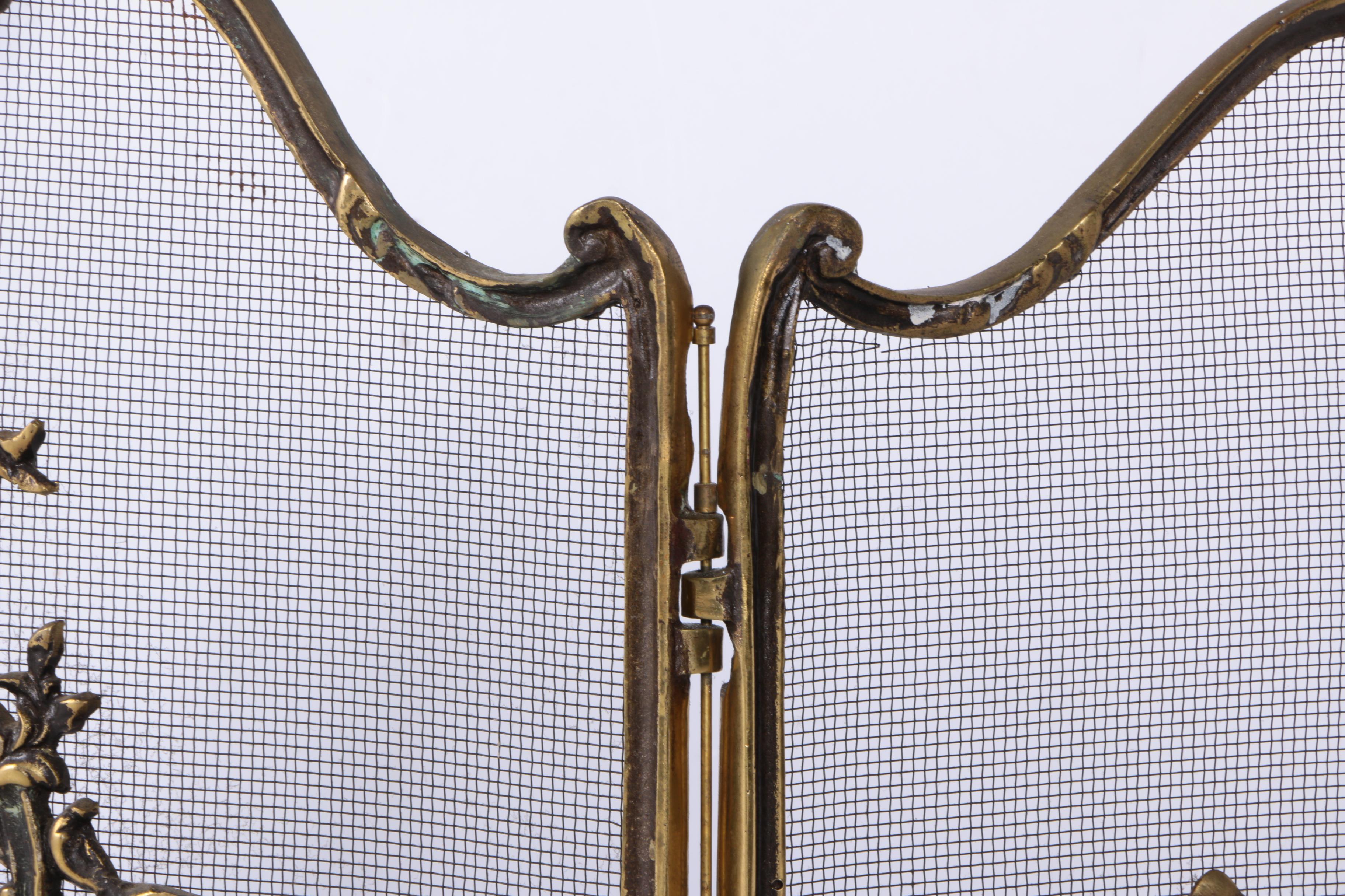 French Baroque Brass Fireplace Screen