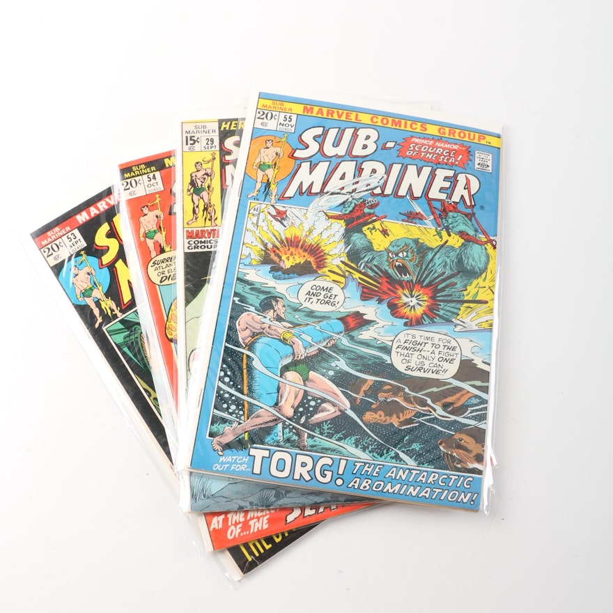 4 Issues of Silver Age 1970s Marvel "Sub-Mariner" Comic Books