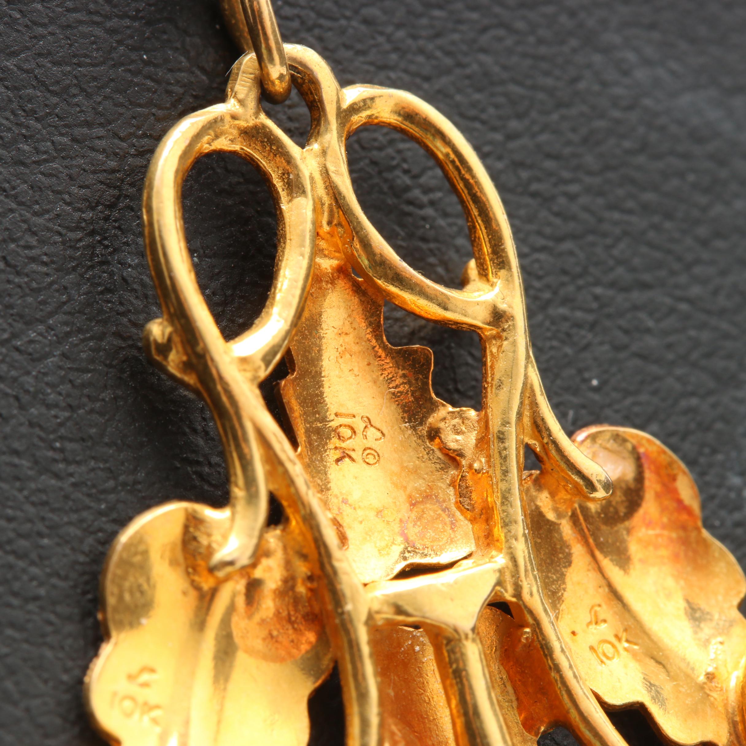 Black Hills by Landstrom 10K and 14K Tri-Gold Foliate Pendant Necklace