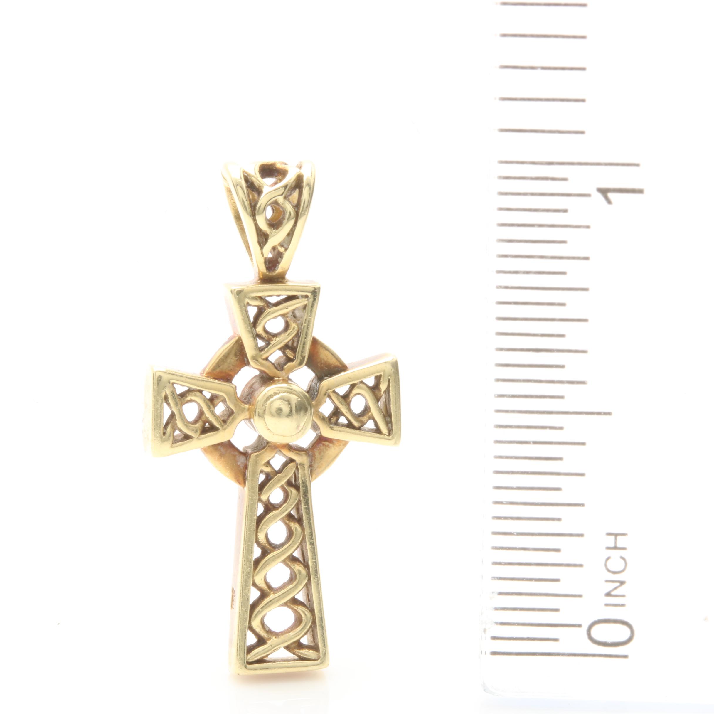14K Yellow Gold Sun Cross