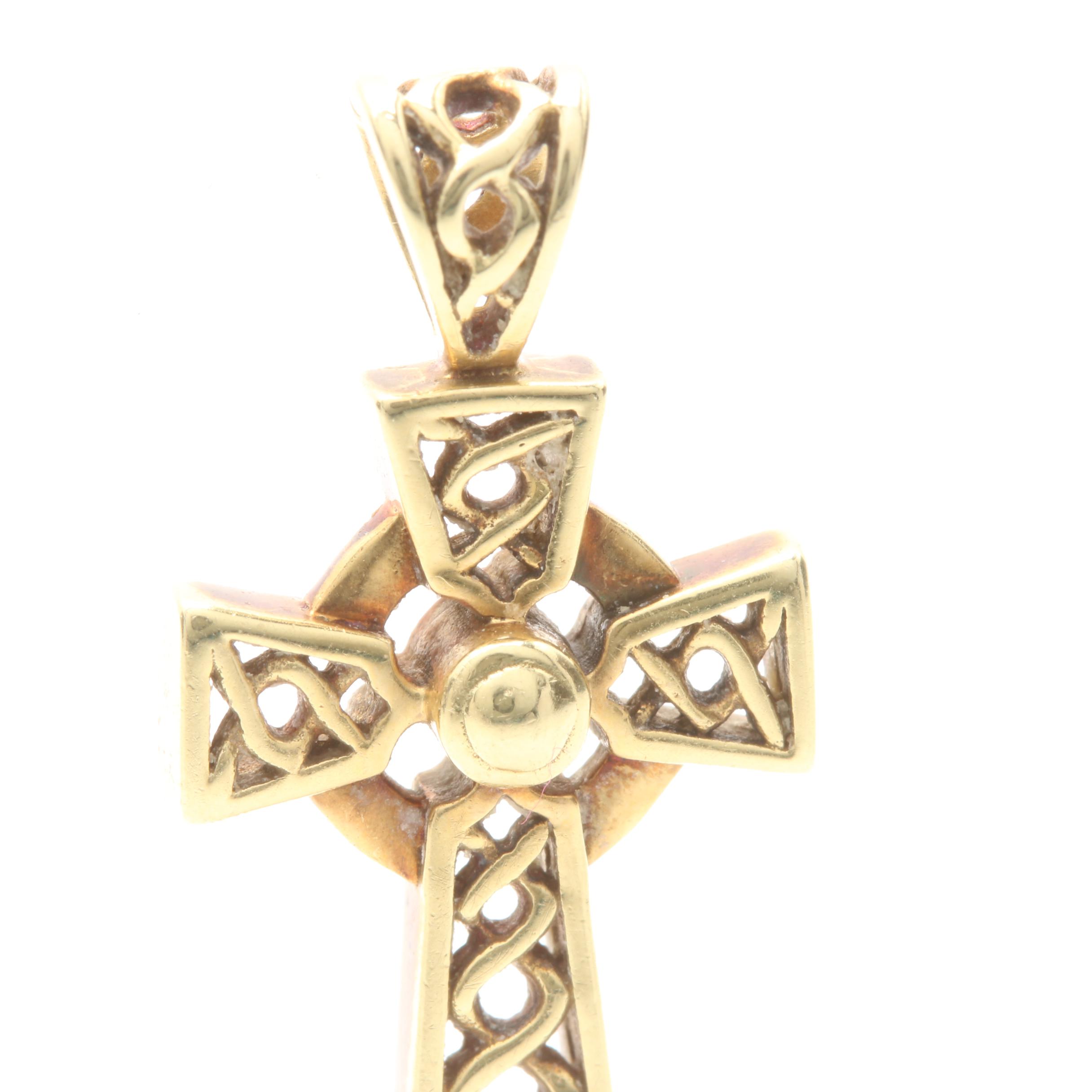14K Yellow Gold Sun Cross