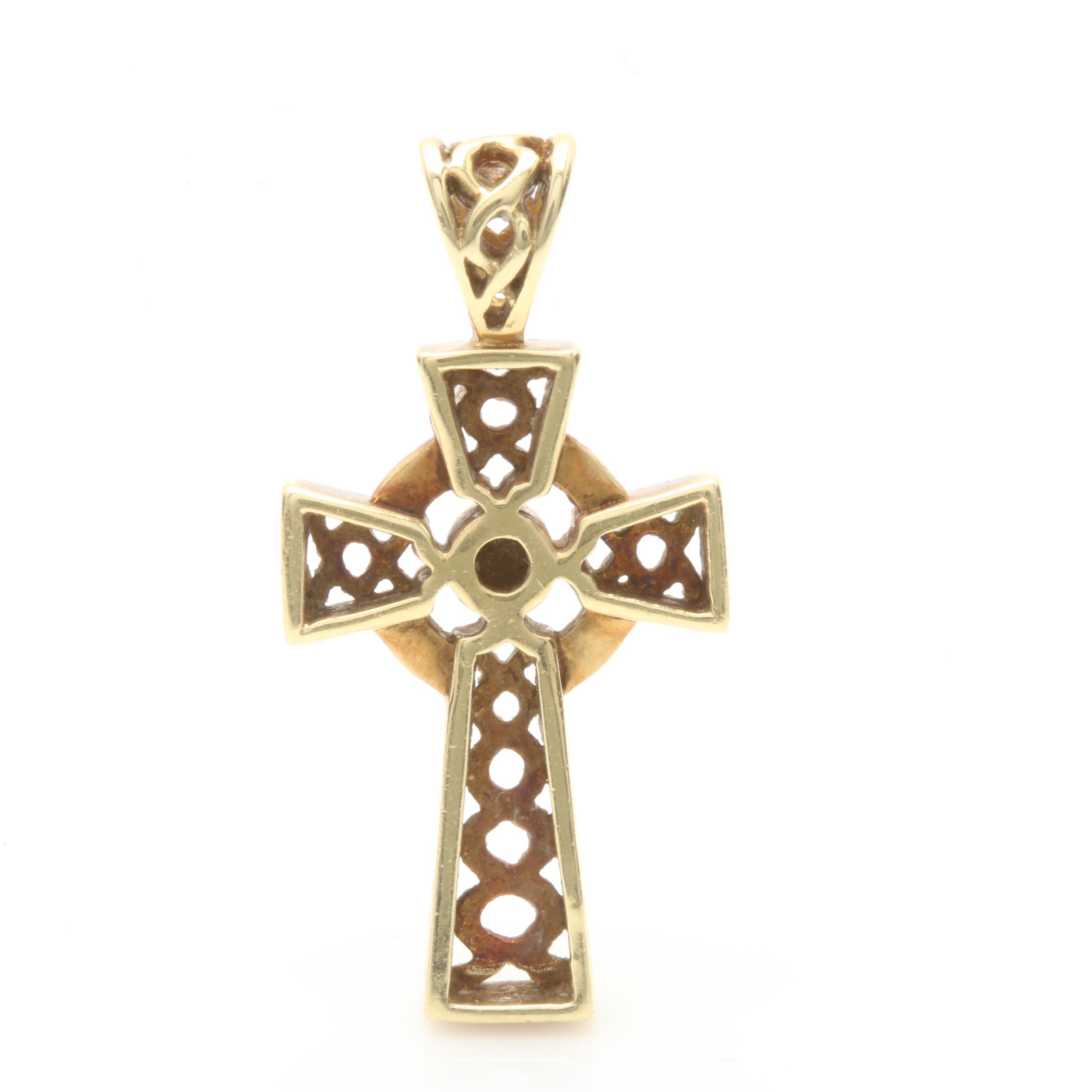 14K Yellow Gold Sun Cross