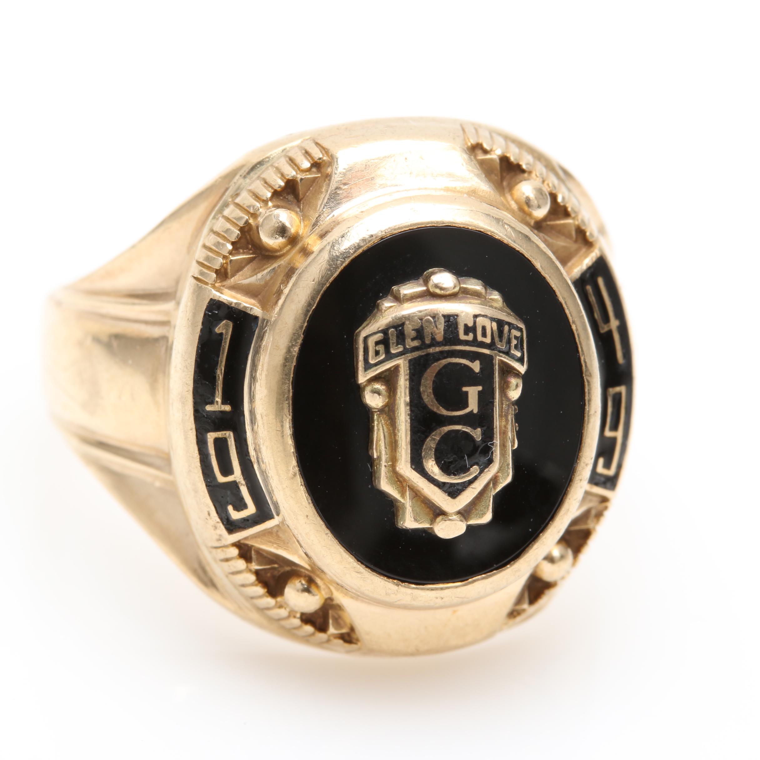 10K Yellow Gold Black Onyx Glen Cove Class Ring