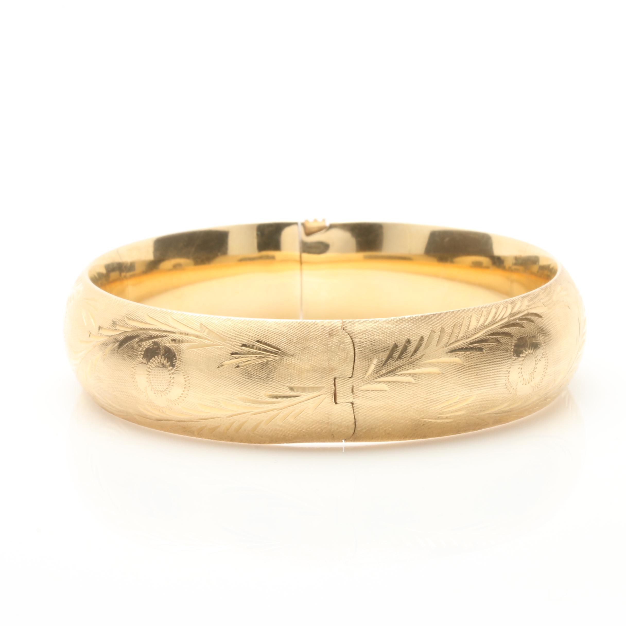 14K Yellow Gold Hinged Bangle Bracelet