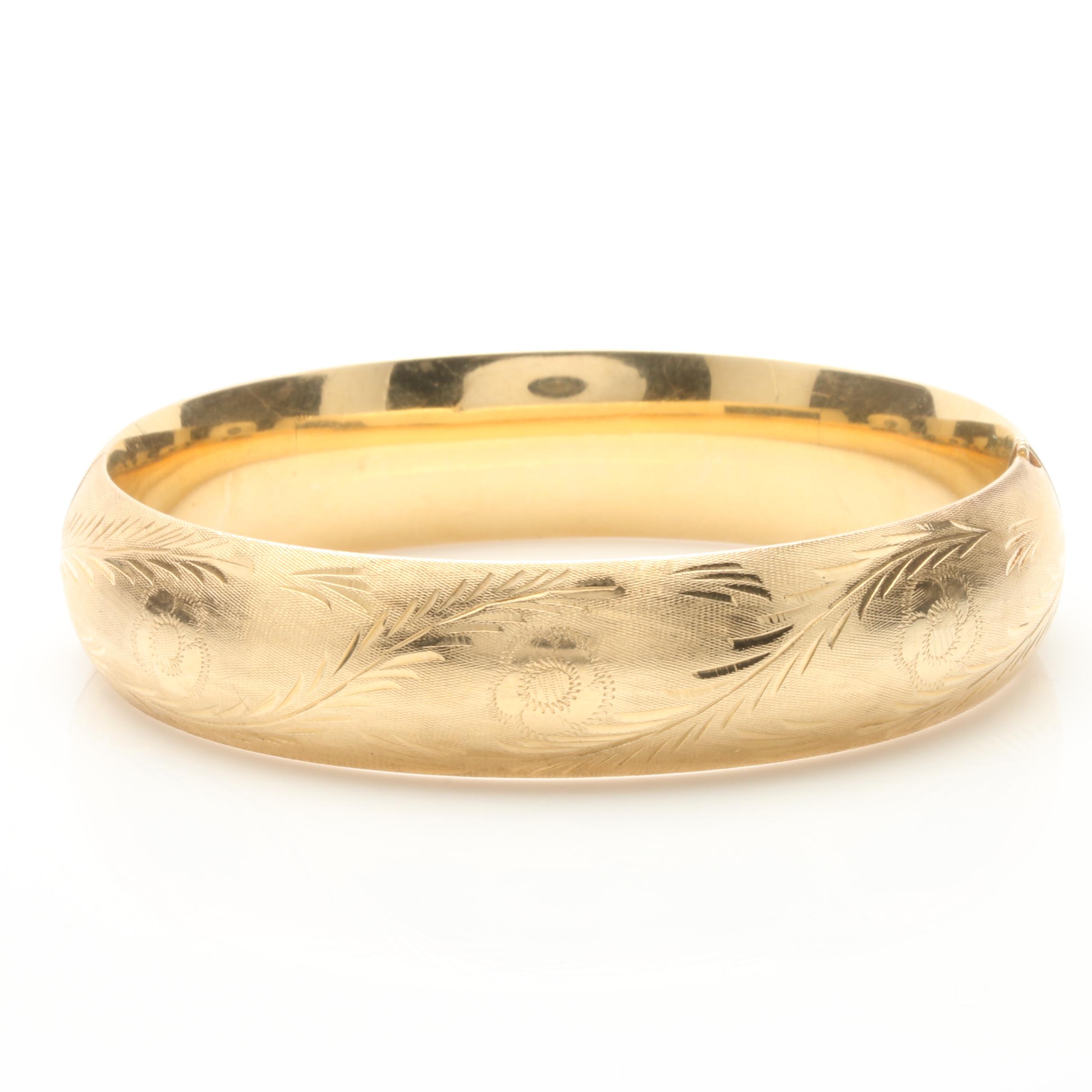 14K Yellow Gold Hinged Bangle Bracelet