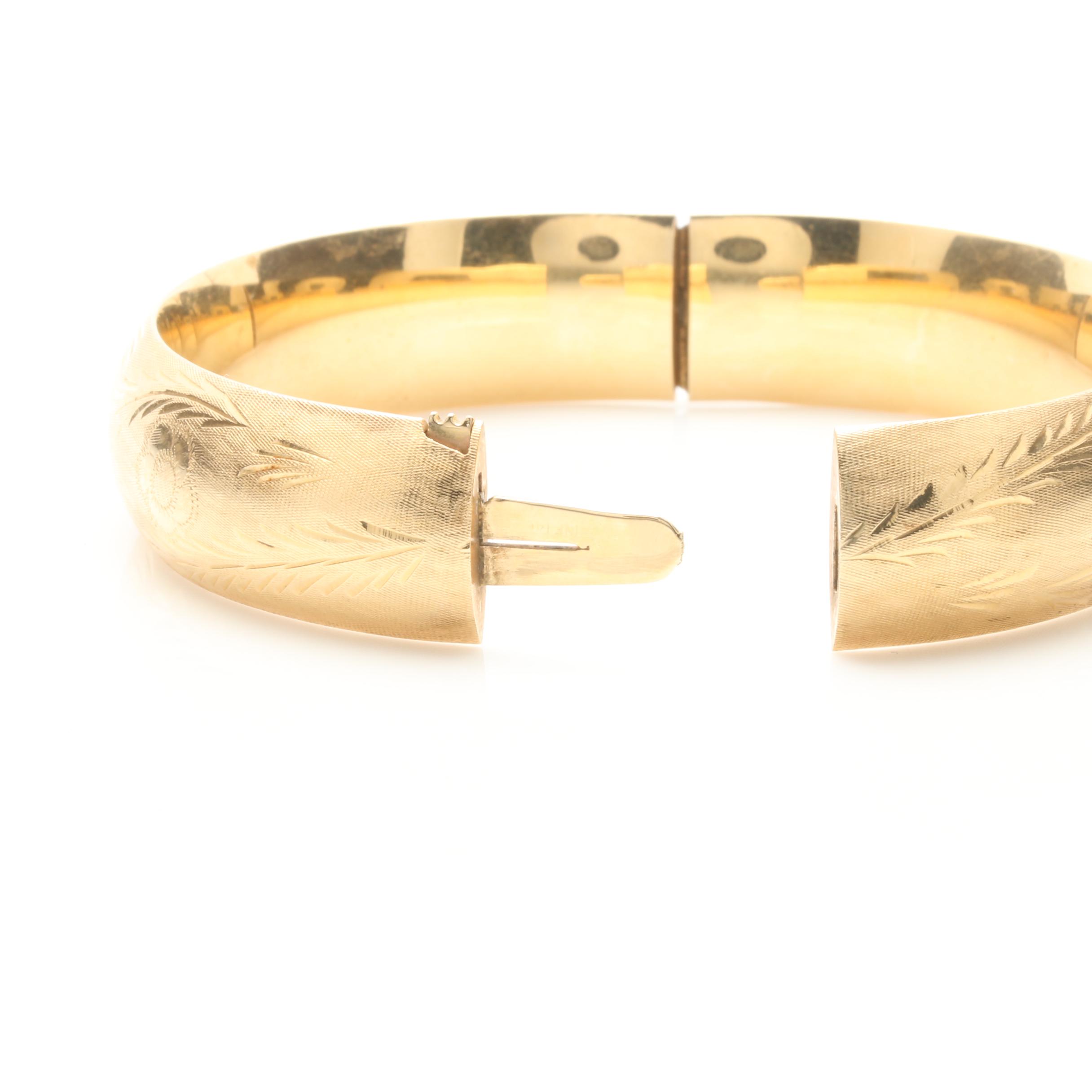 14K Yellow Gold Hinged Bangle Bracelet