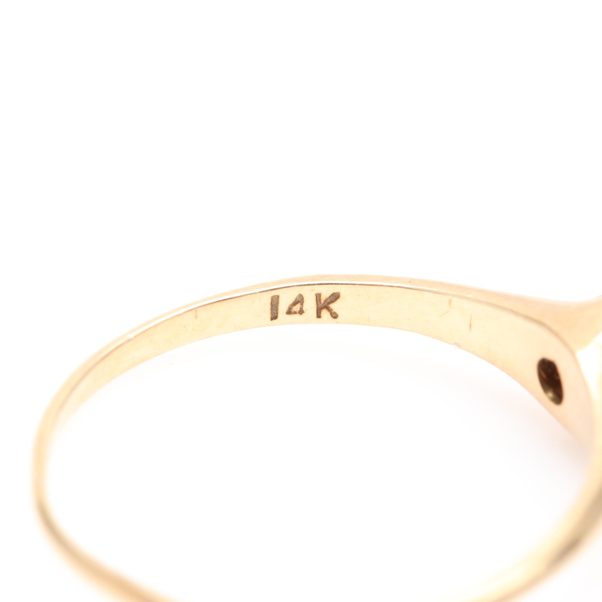 14K Yellow Gold Garnet Glass Doublet Solitaire Ring