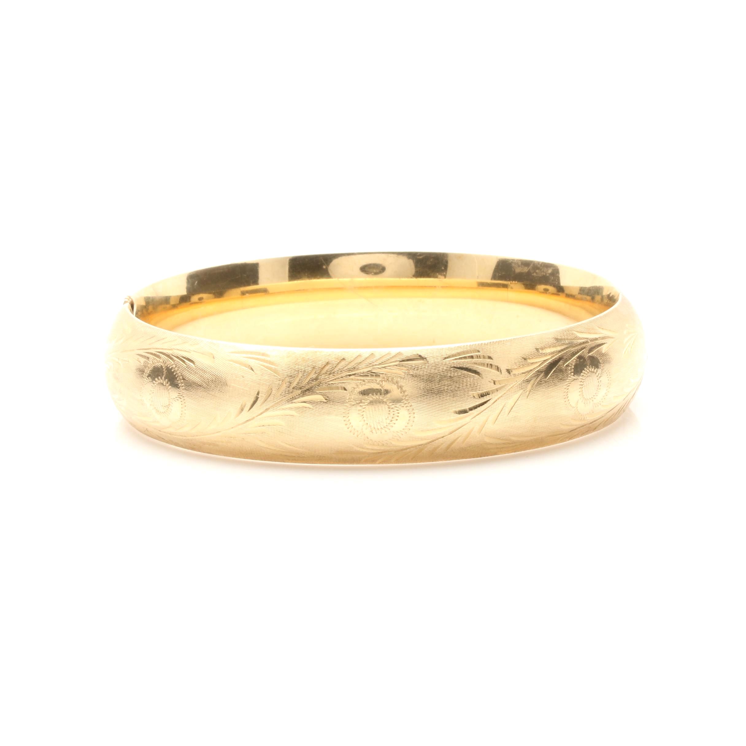 14K Yellow Gold Hinged Bangle Bracelet