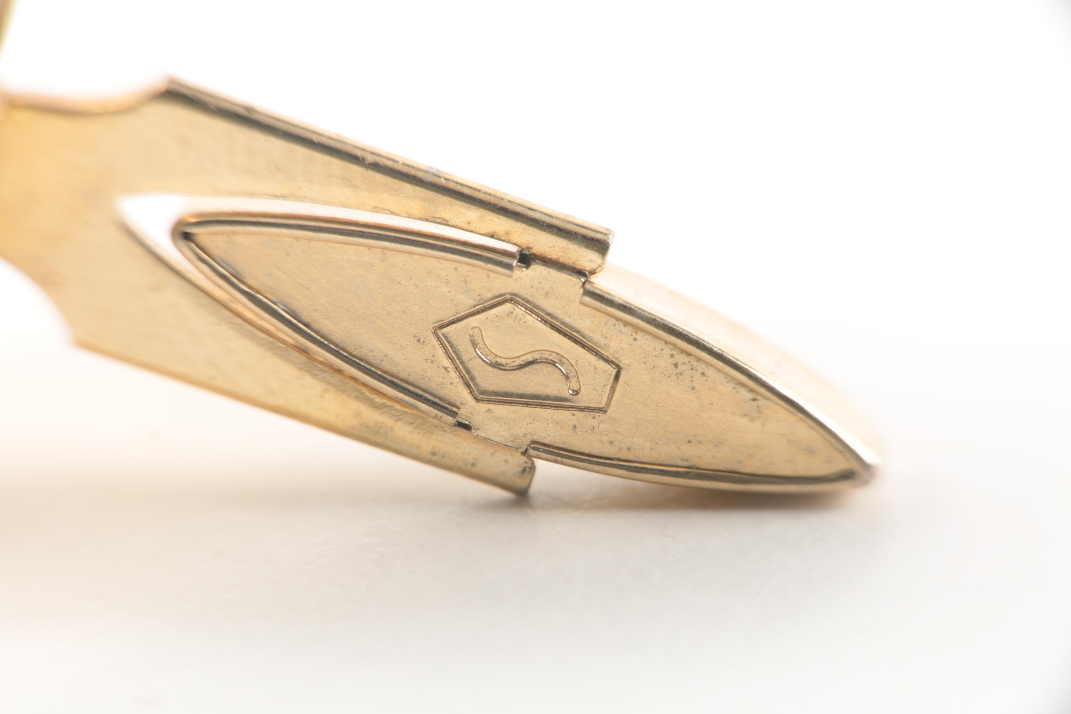 Silver and Gold Tone Nephrite, Onyx and Mother of Pearl Cufflinks and Tie Bars