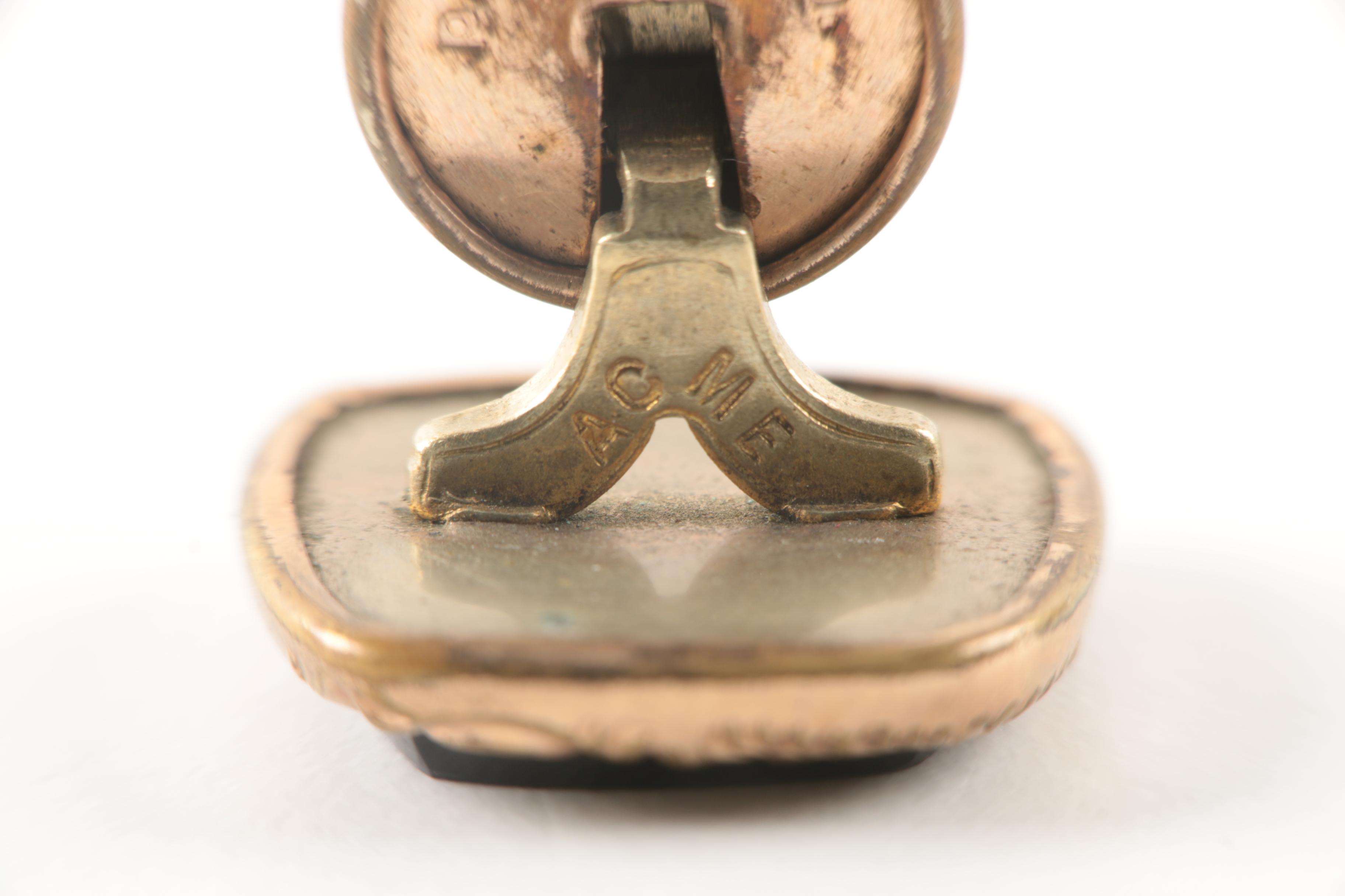 Silver and Gold Tone Nephrite, Onyx and Mother of Pearl Cufflinks and Tie Bars