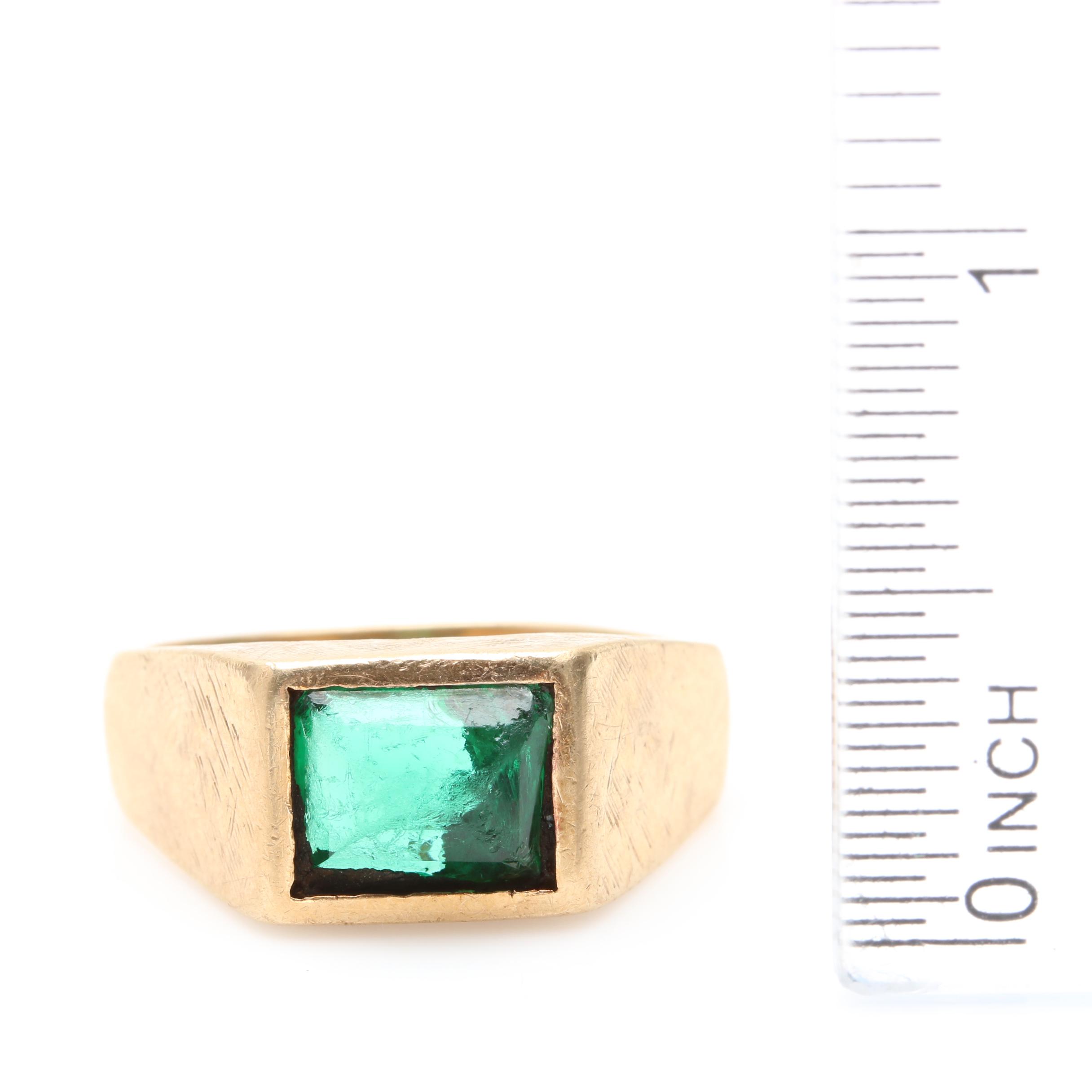 10K Yellow Gold Glass Ring