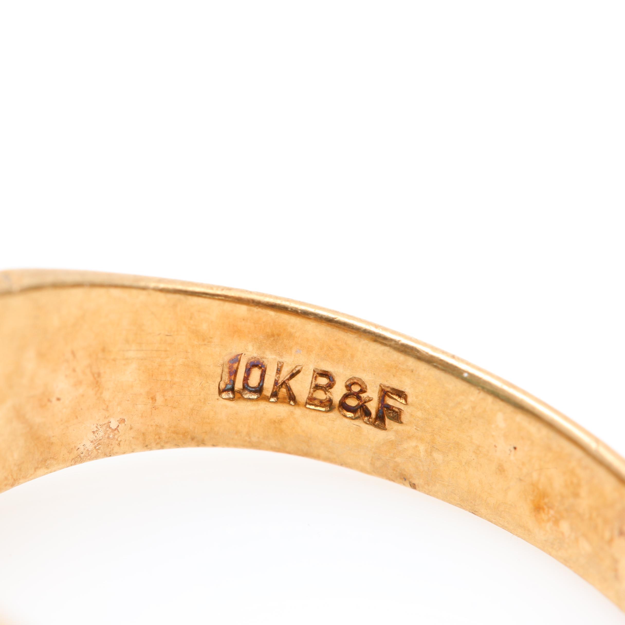 10K Yellow Gold Glass Ring