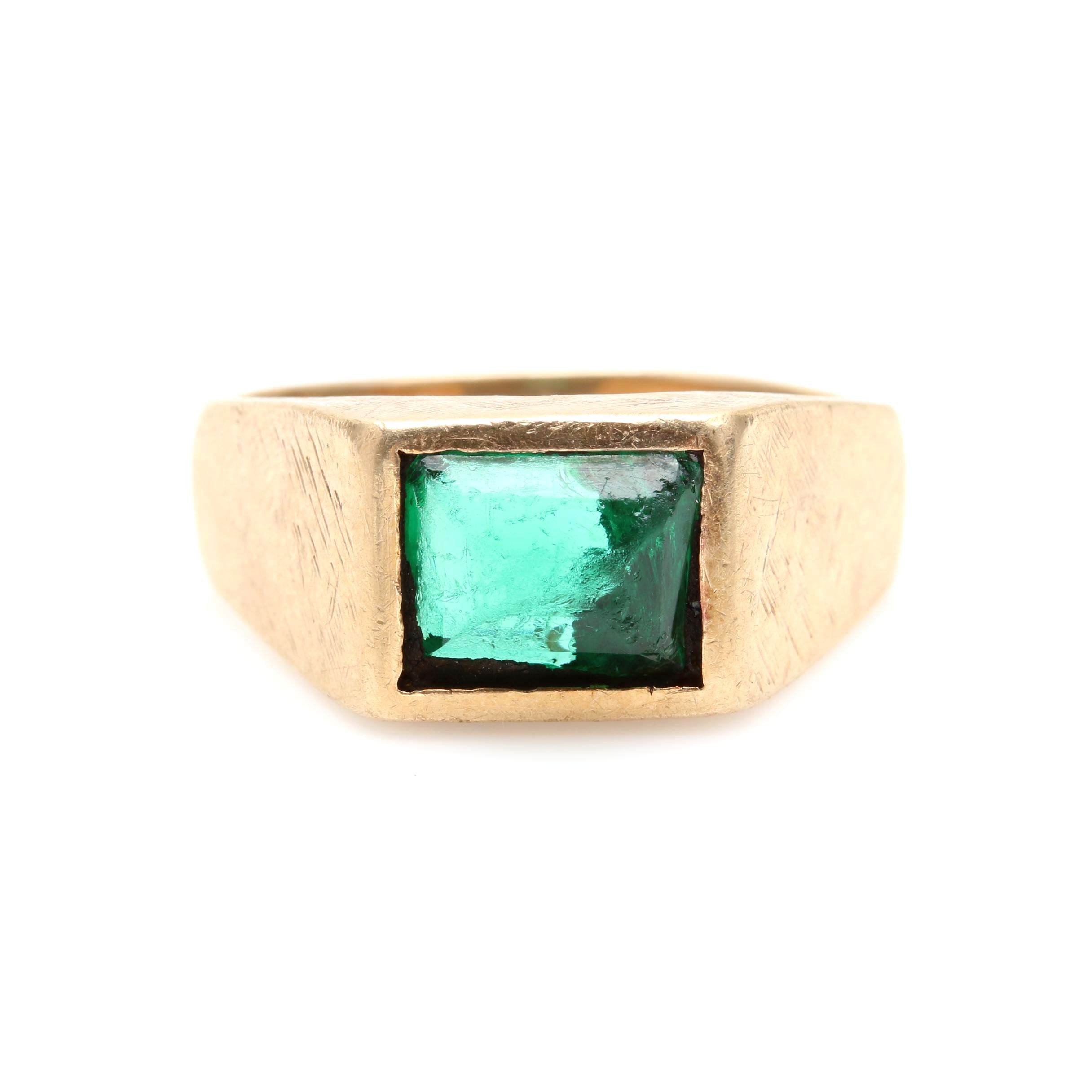 10K Yellow Gold Glass Ring