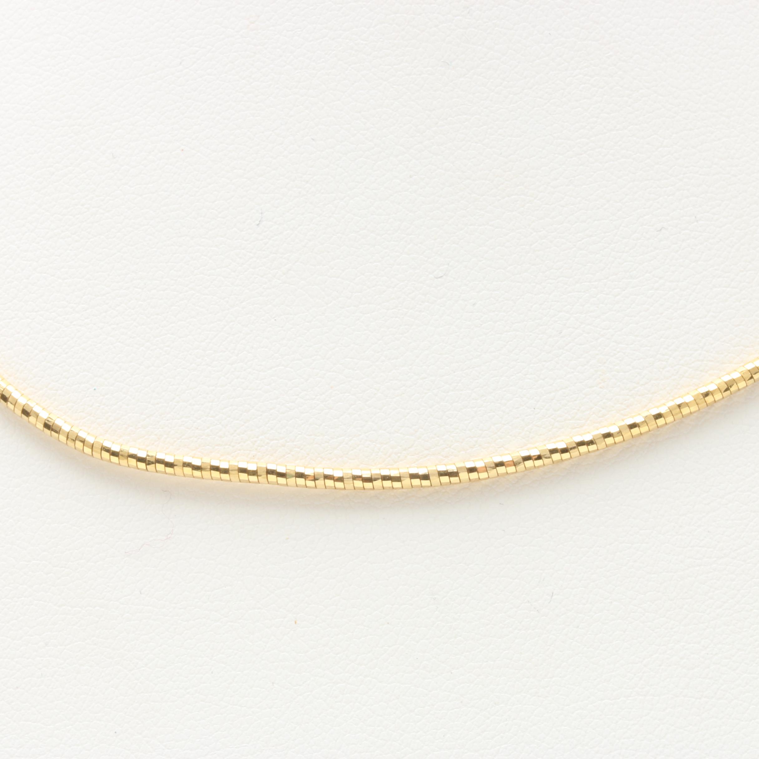 14K Yellow Gold Round Omega Chain Necklace