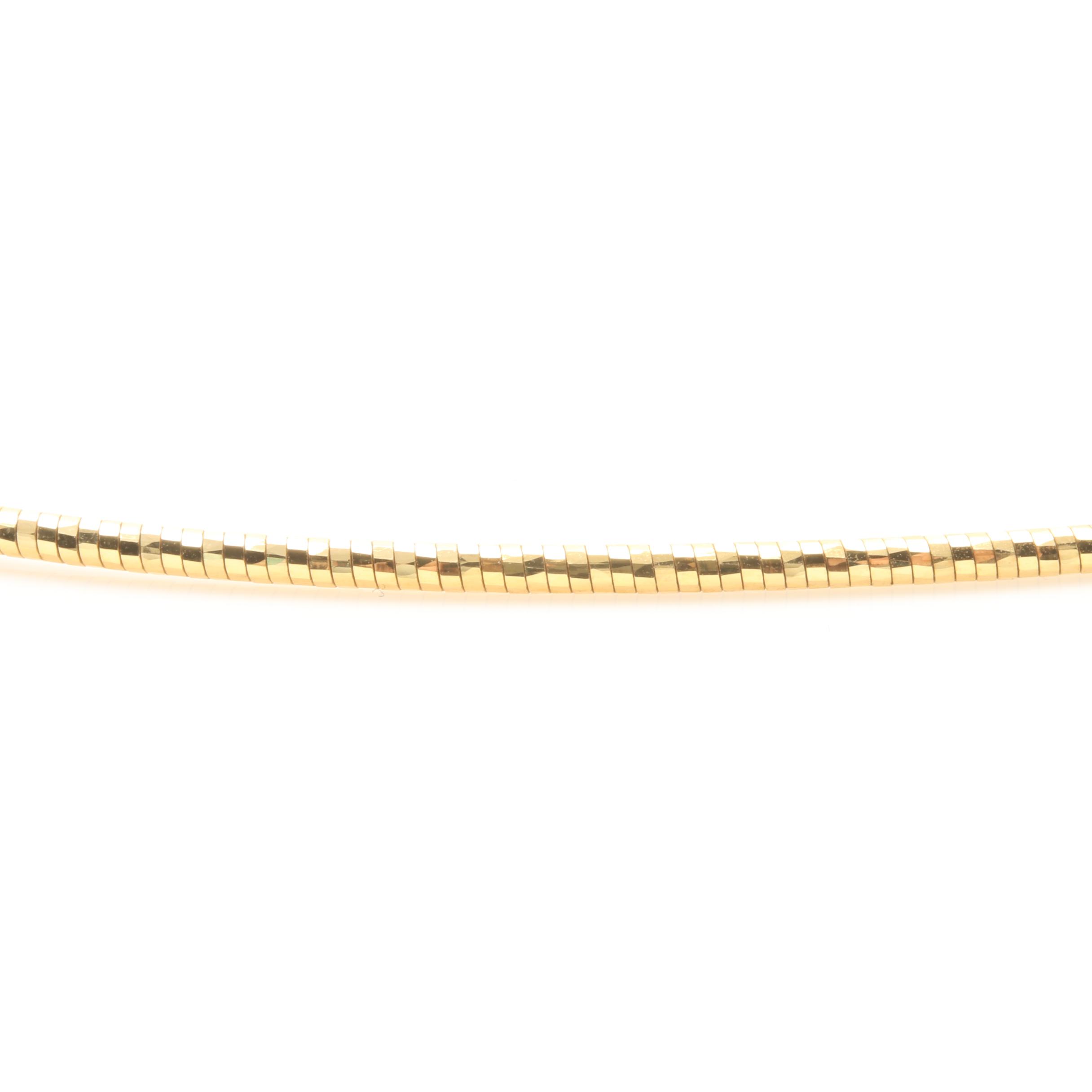 14K Yellow Gold Round Omega Chain Necklace