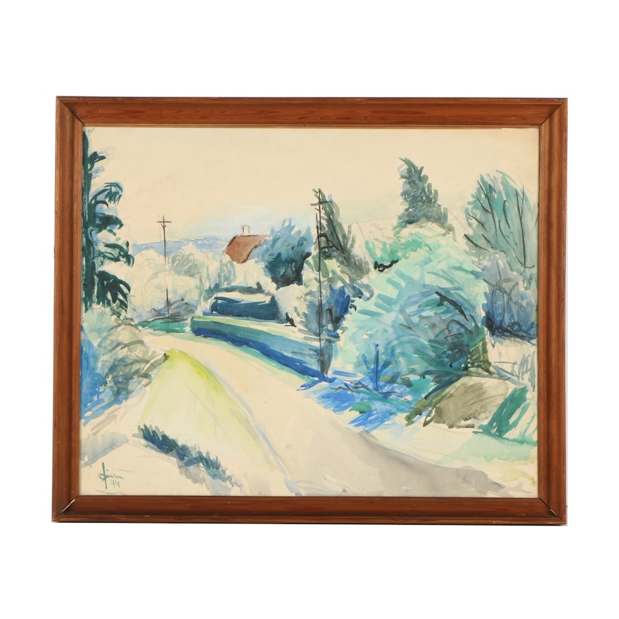 Mid 20th Century Watercolor Painting