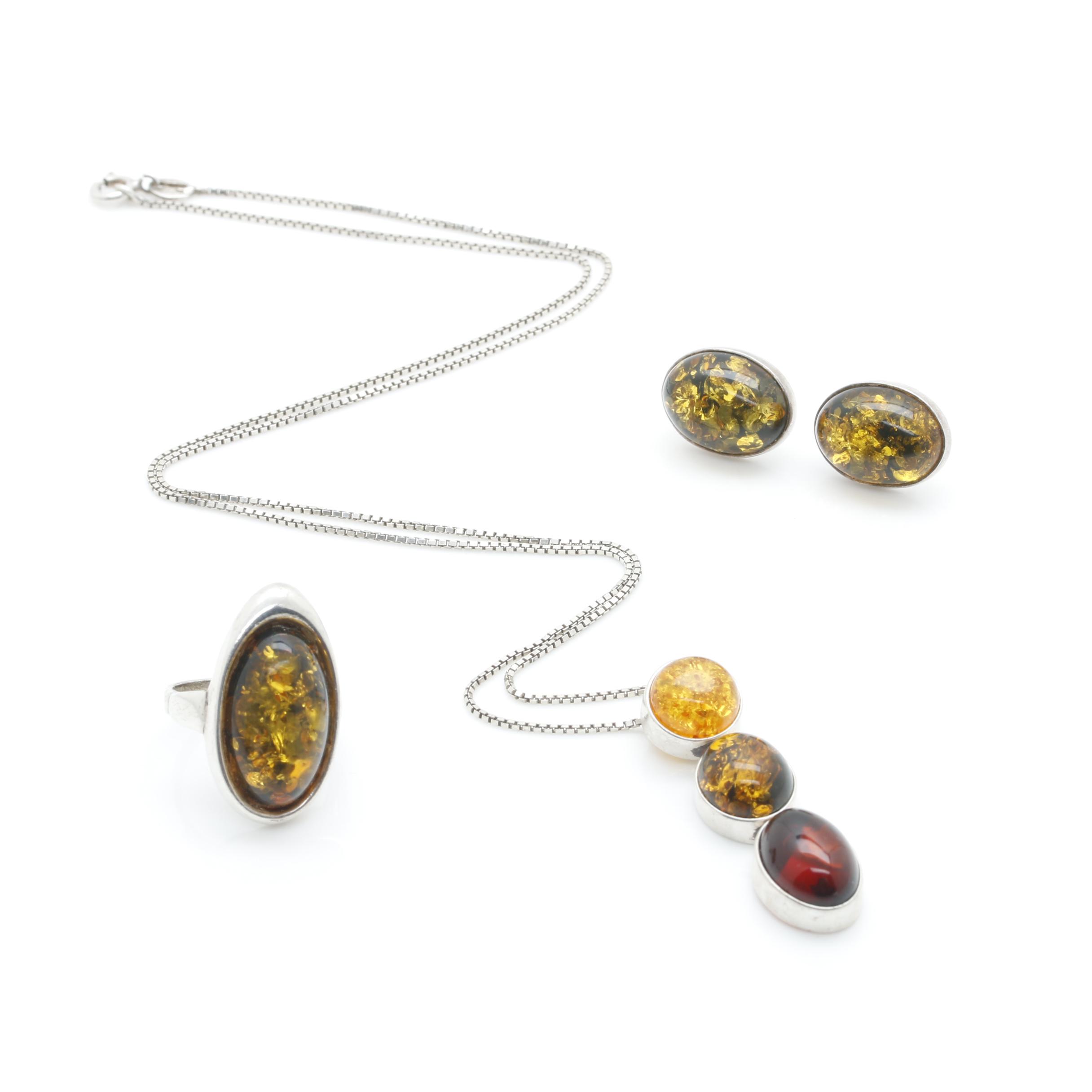 Sterling Silver Amber Jewelry Selection