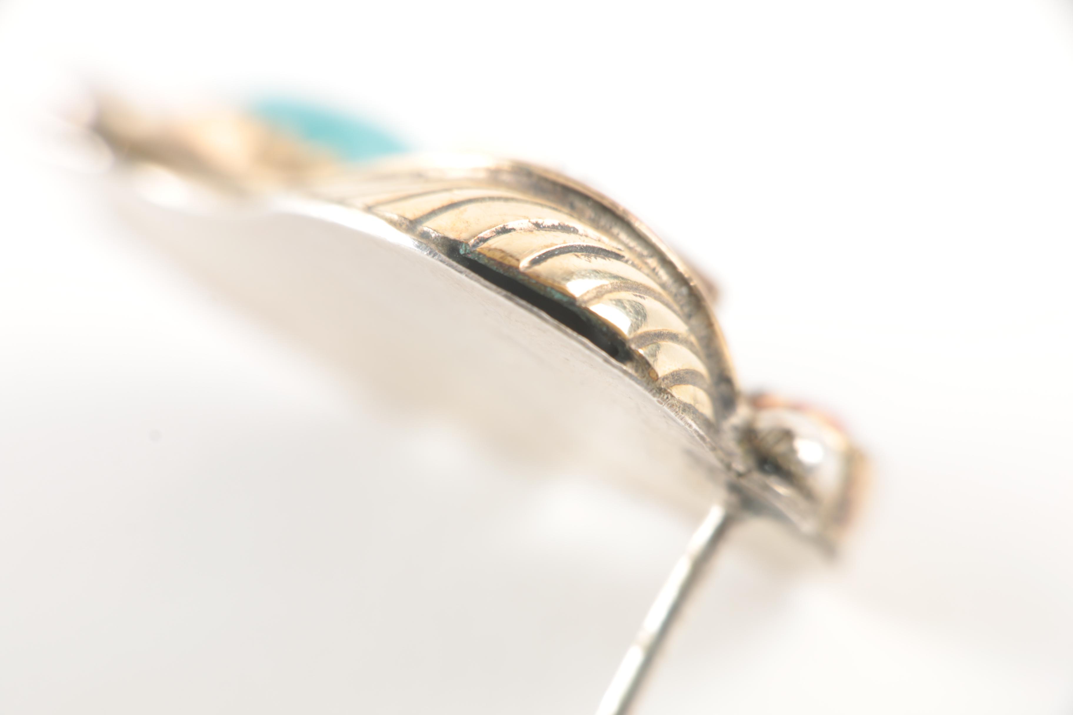 Sterling Silver Turquoise, Coral and Cubic Zirconia Necklace and Earrings