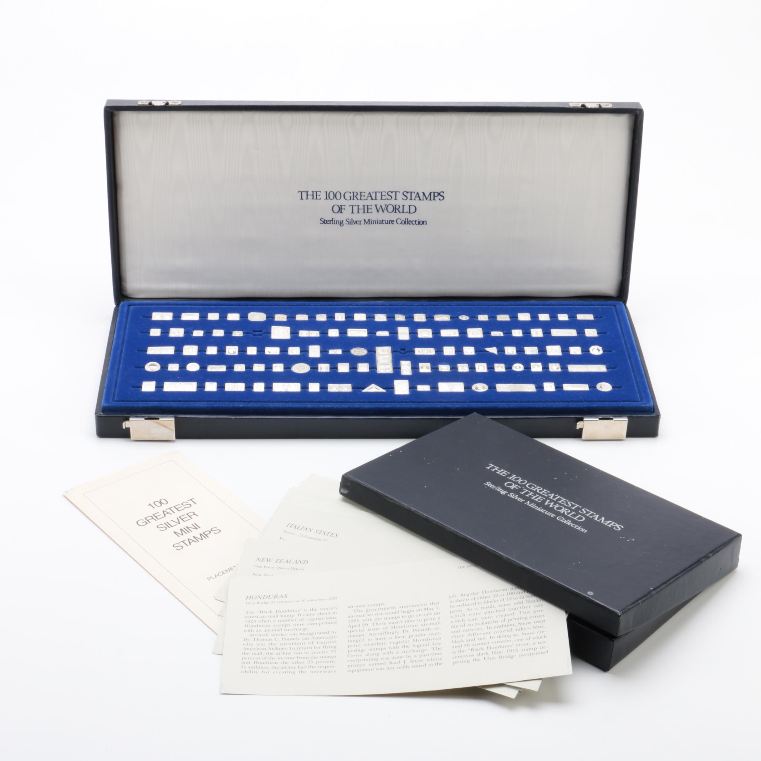 Franklin Mint "100 Greatest Stamps of the World" in Sterling Silver Miniature