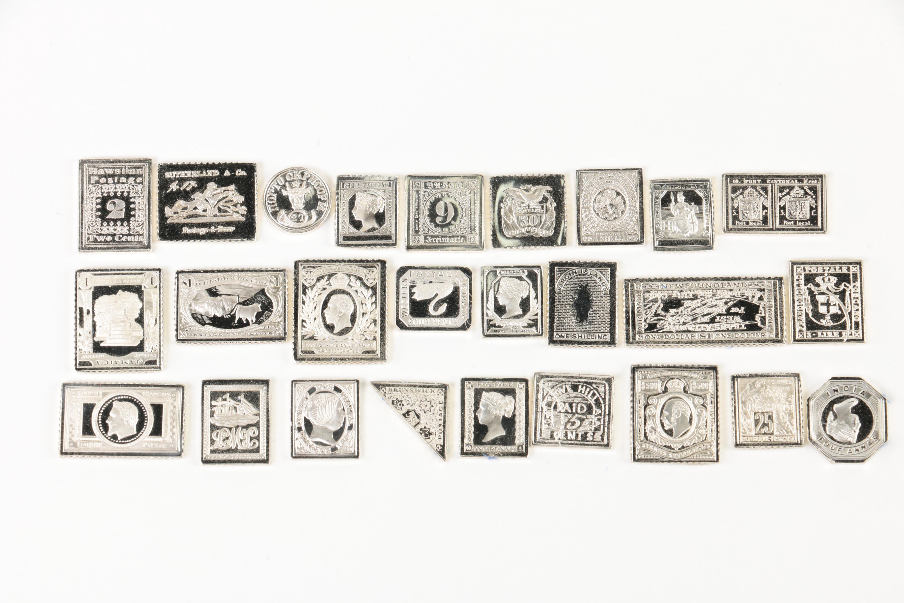 Franklin Mint "100 Greatest Stamps of the World" in Sterling Silver Miniature