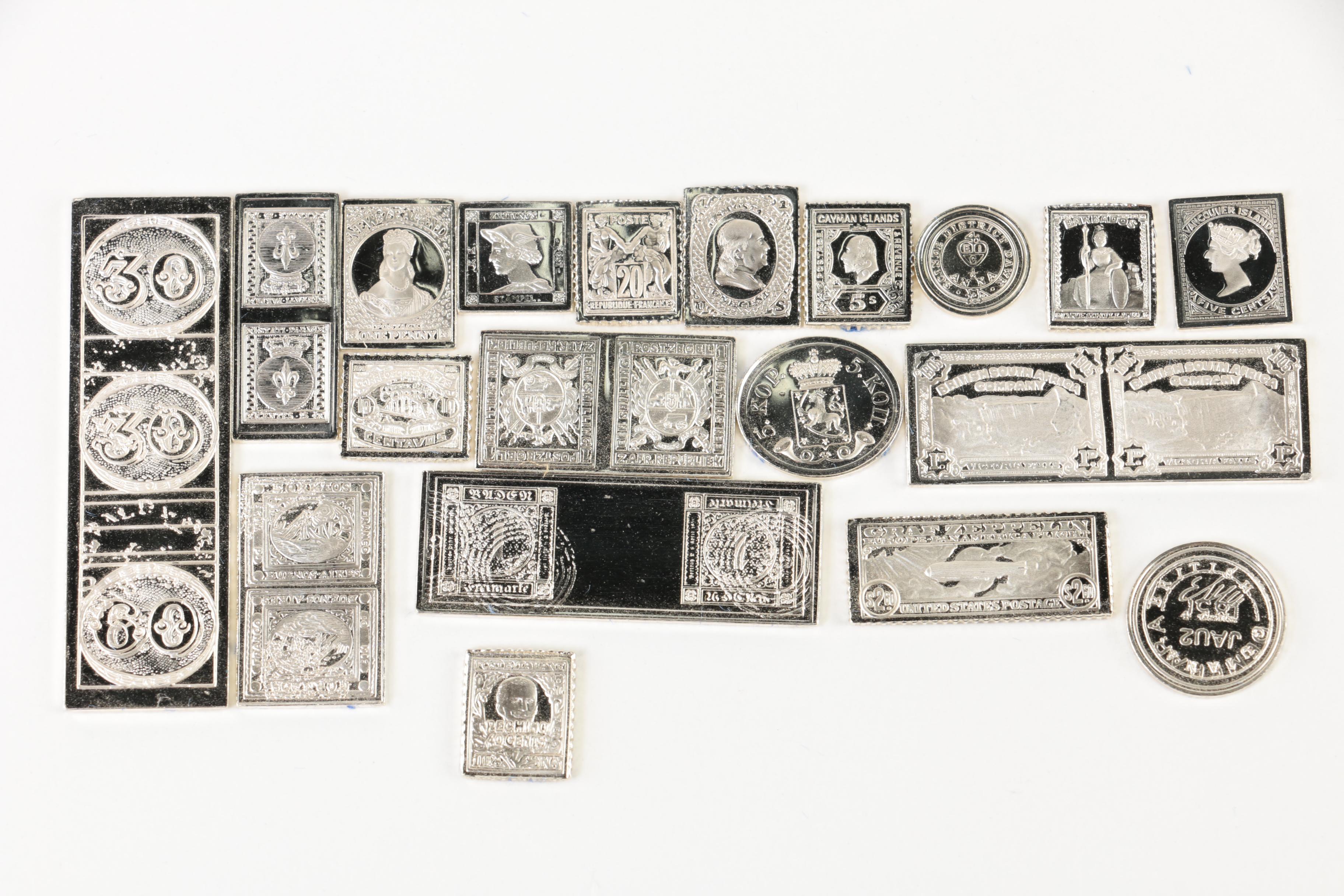 Franklin Mint "100 Greatest Stamps of the World" in Sterling Silver Miniature