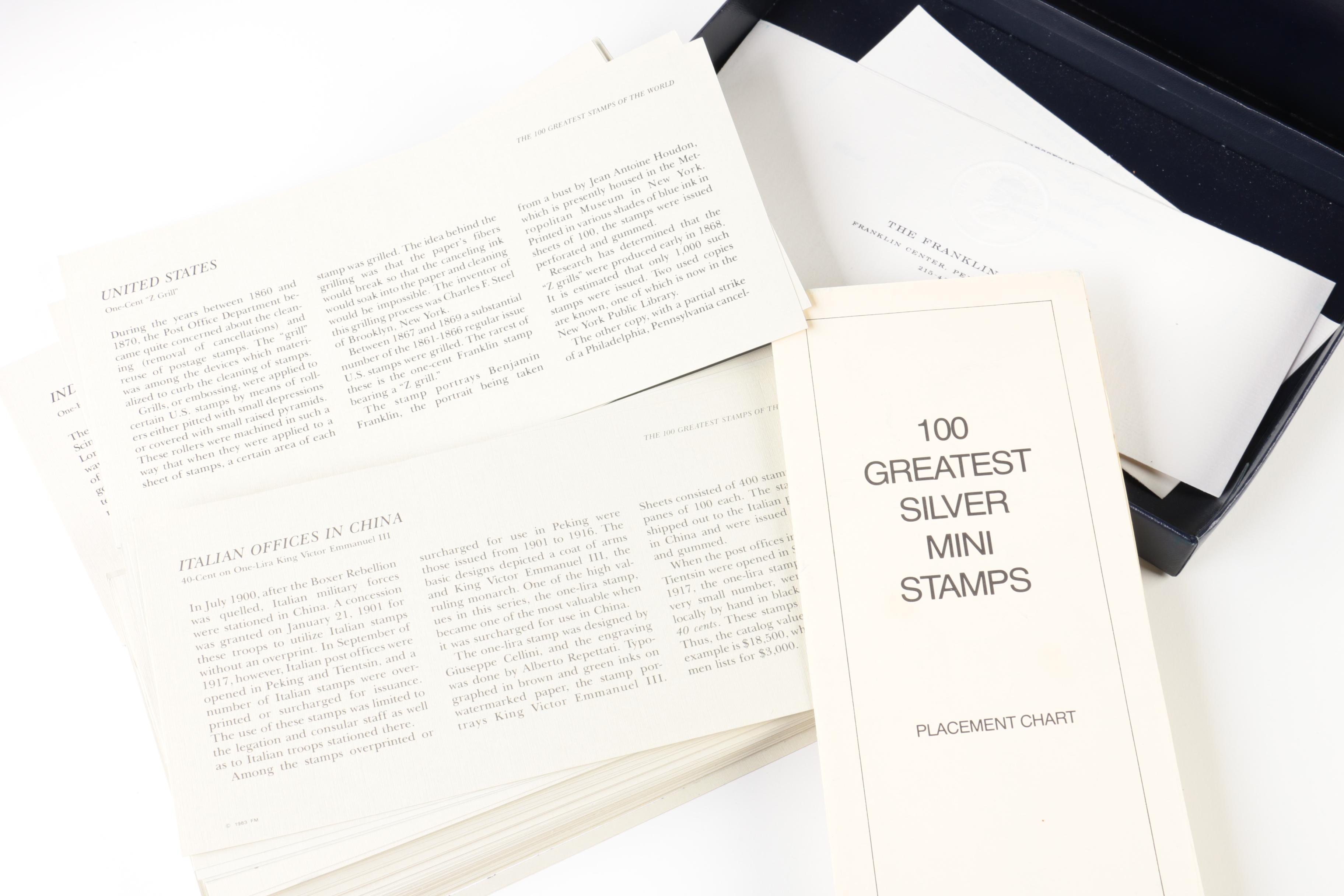 Franklin Mint "100 Greatest Stamps of the World" in Sterling Silver Miniature