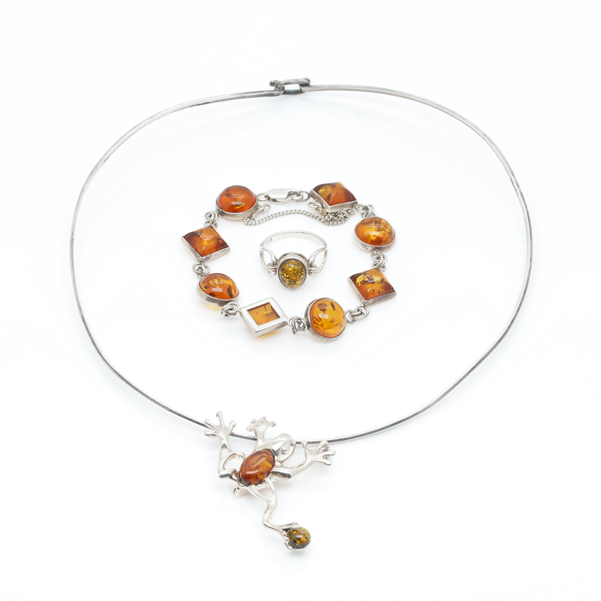 Sterling Silver Amber Jewelry Selection
