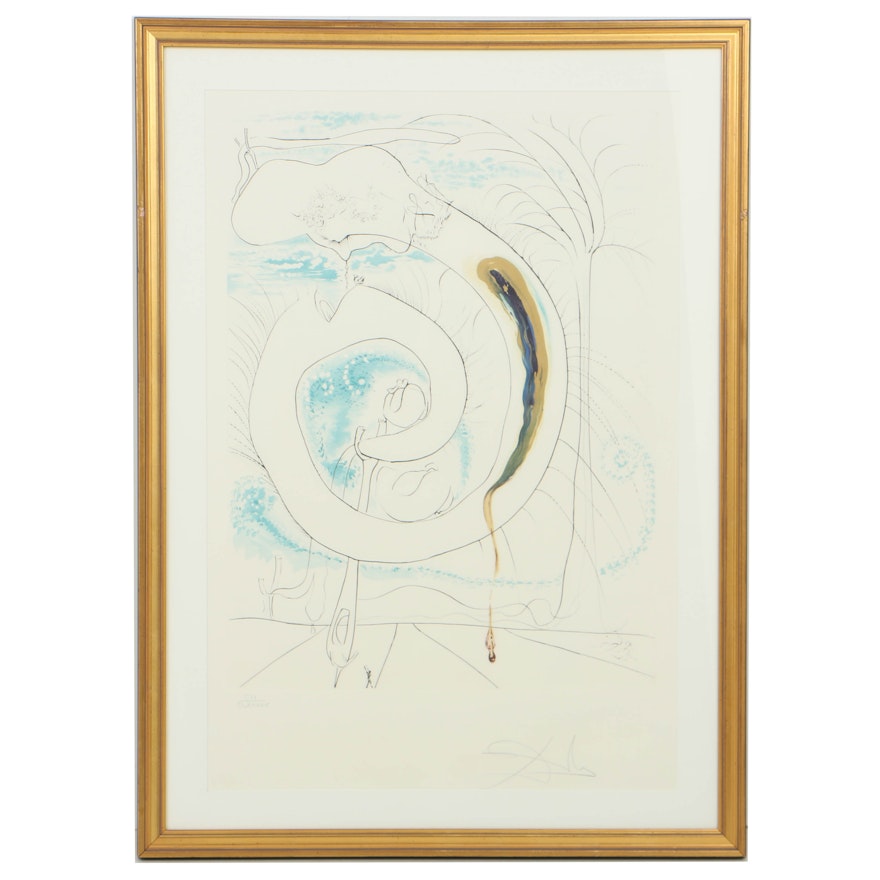 Salvador Dalí Mixed Media Print on Paper "Le cercle visceral du Cosmos"