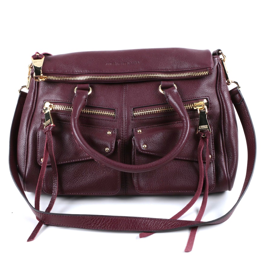 Aimee Kestenberg Collection Maroon Leather Double Zipper Handbag