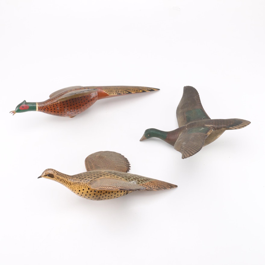 Hand Painted Carved Wood Game Birds