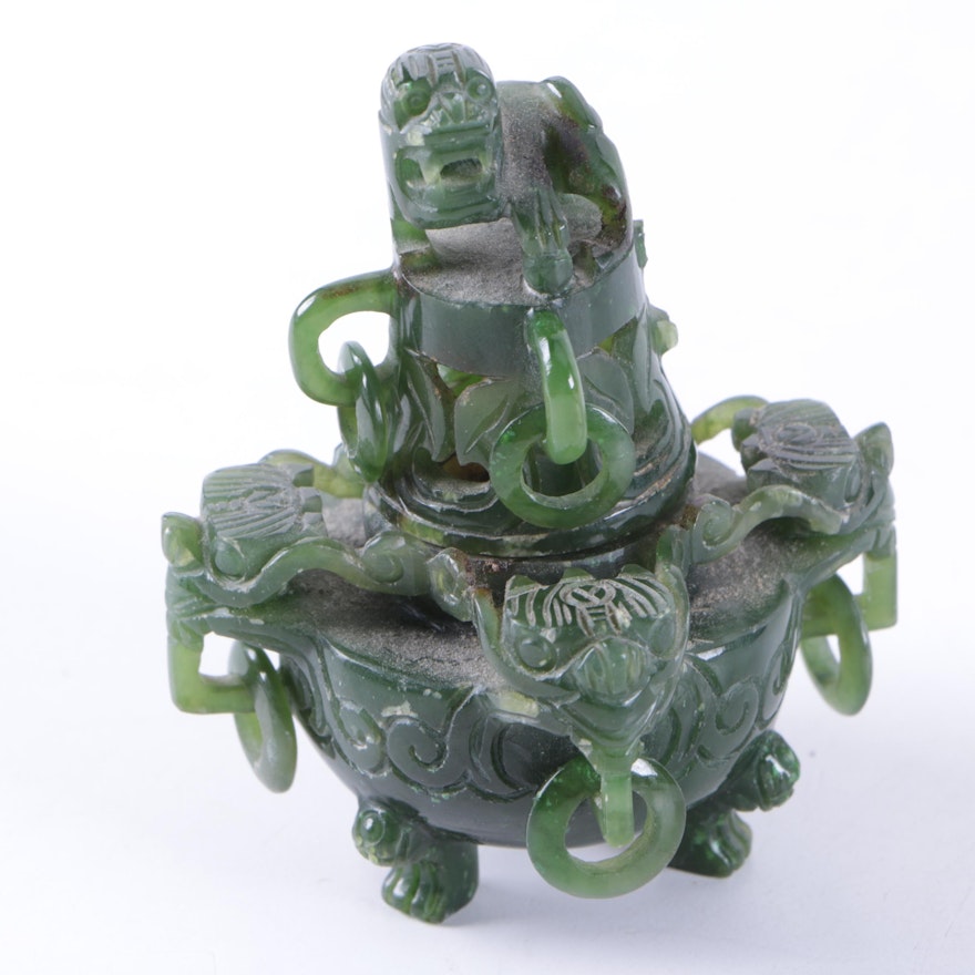 Chinese Carved Nephrite Jade Censer