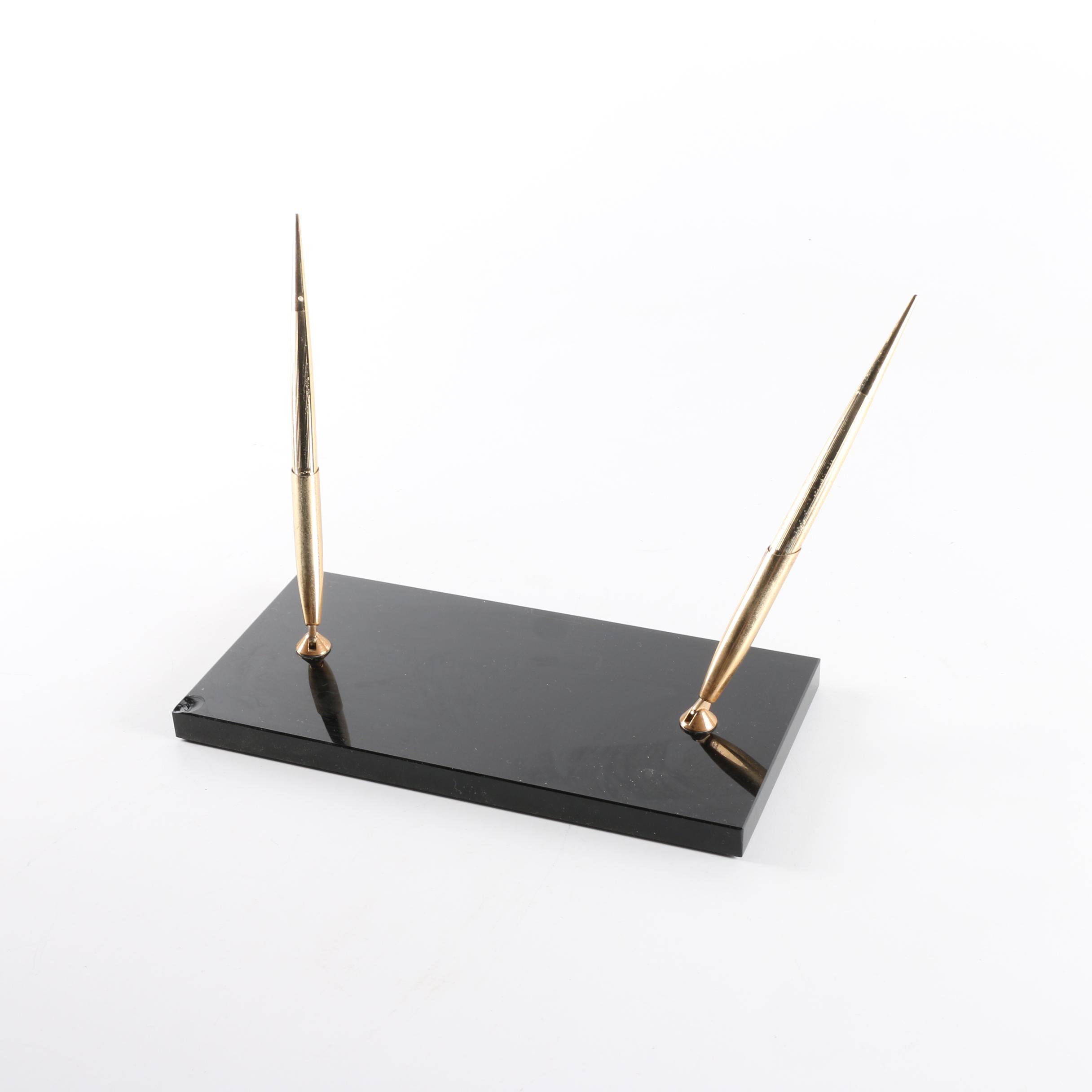 Vintage Sheaffer Pen Set in Glass Holder