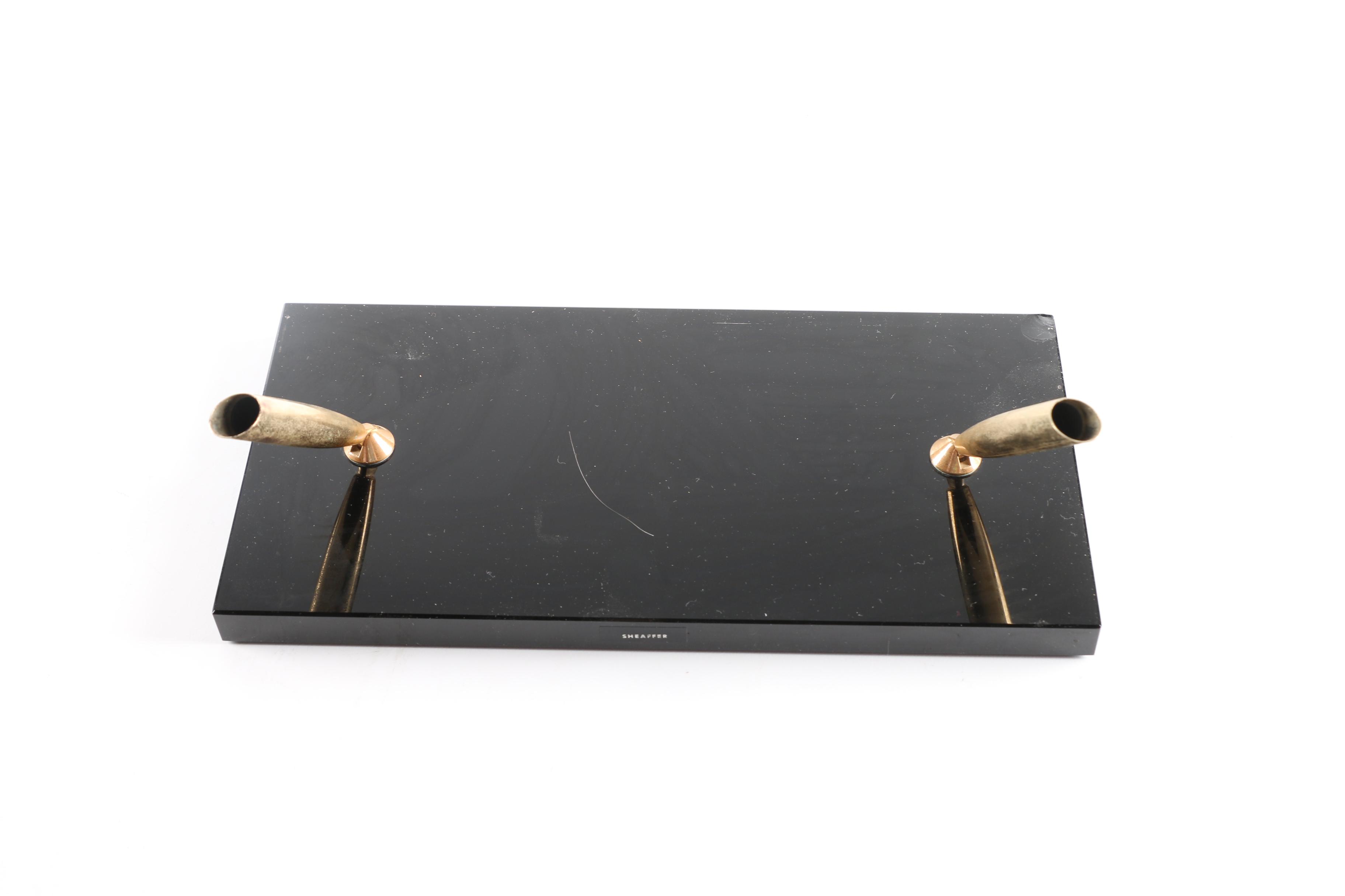 Vintage Sheaffer Pen Set in Glass Holder