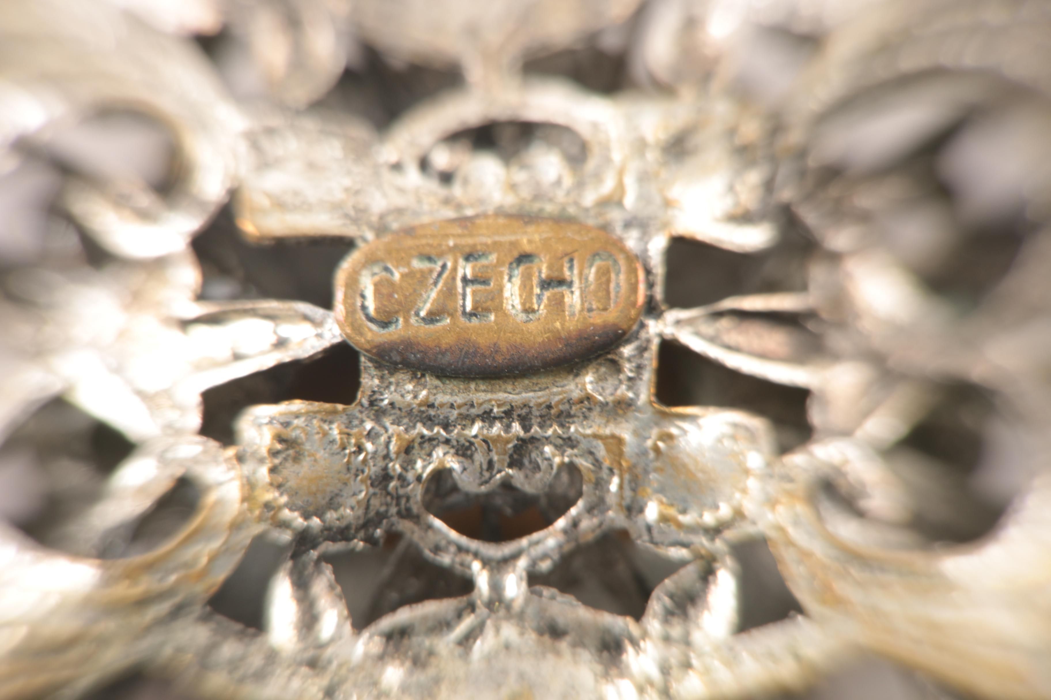 Silver and Gold Tone Imitation Pearl, Glass, and Foilback Earrings and Necklace