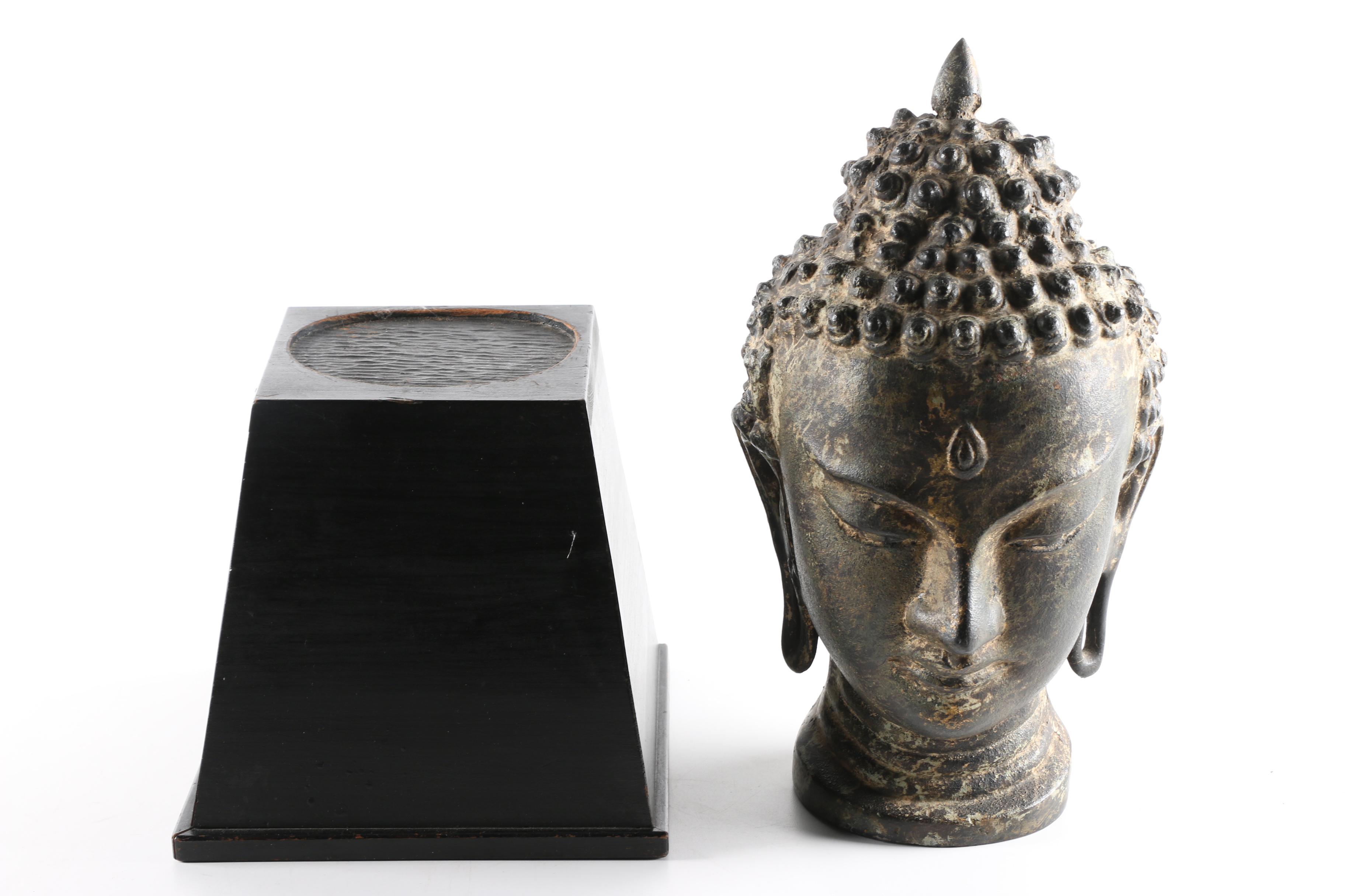 Cast Iron Buddhist Bust