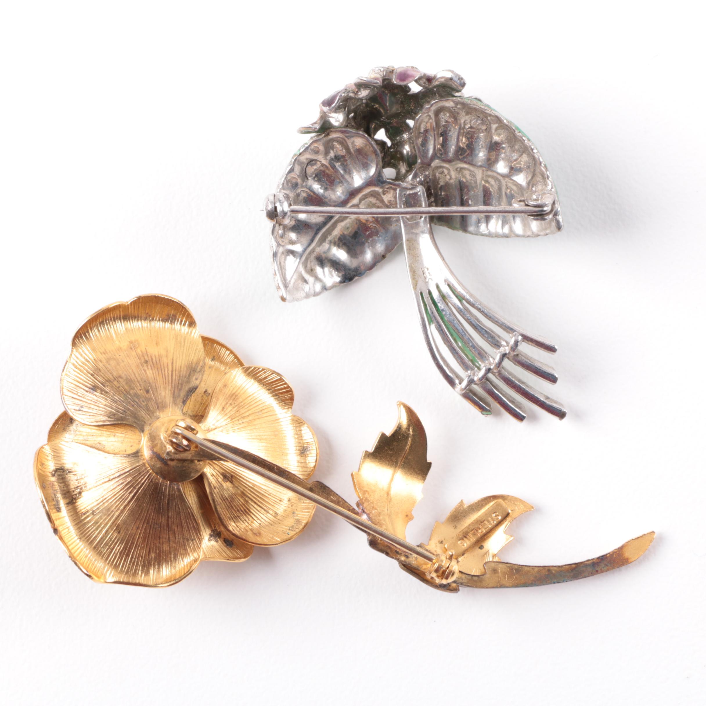 Selection of Sterling Silver Abalone, Marcasite and Enamel Jewelry