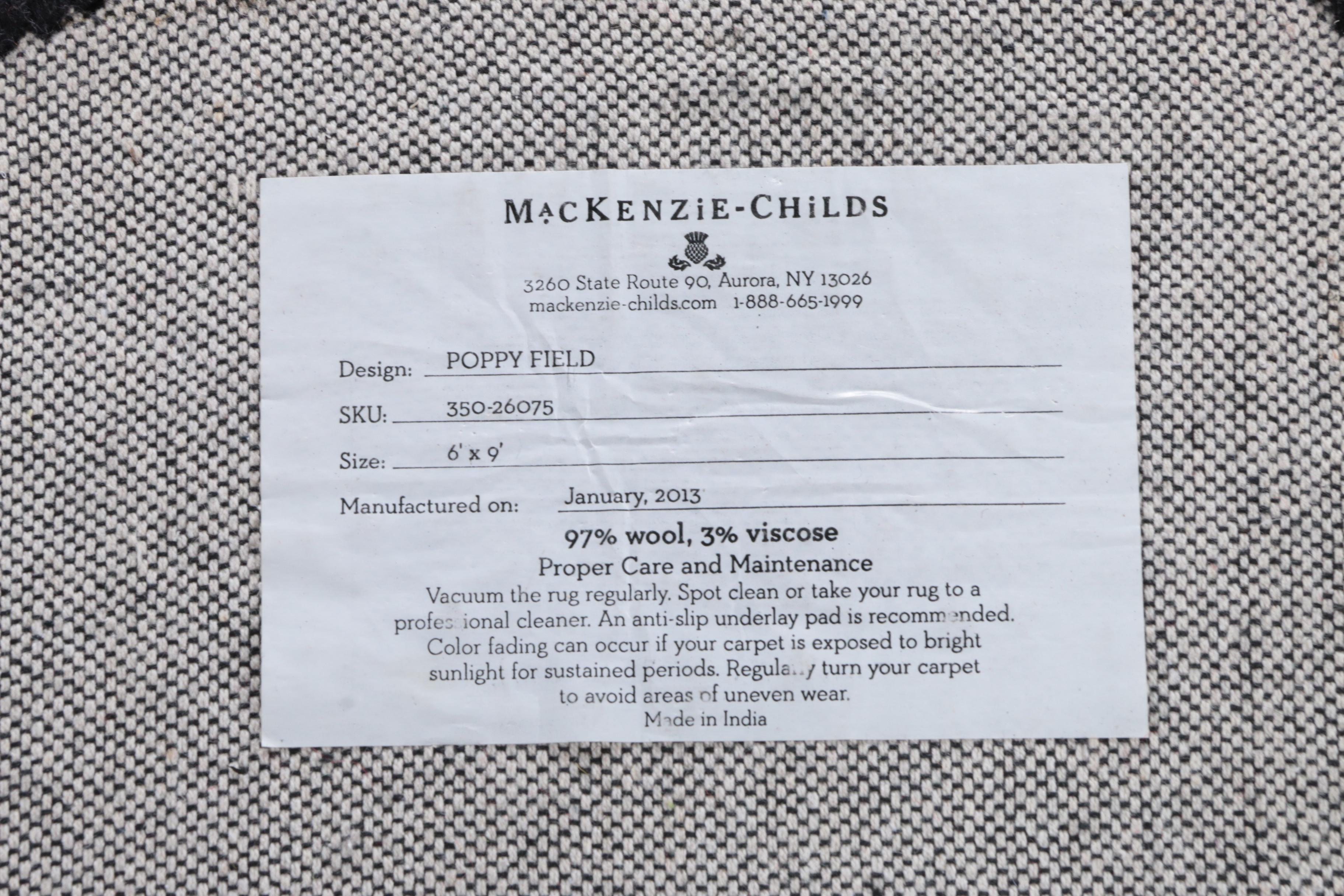 Tufted MacKenzie-Childs "Poppy Field" Area Rug