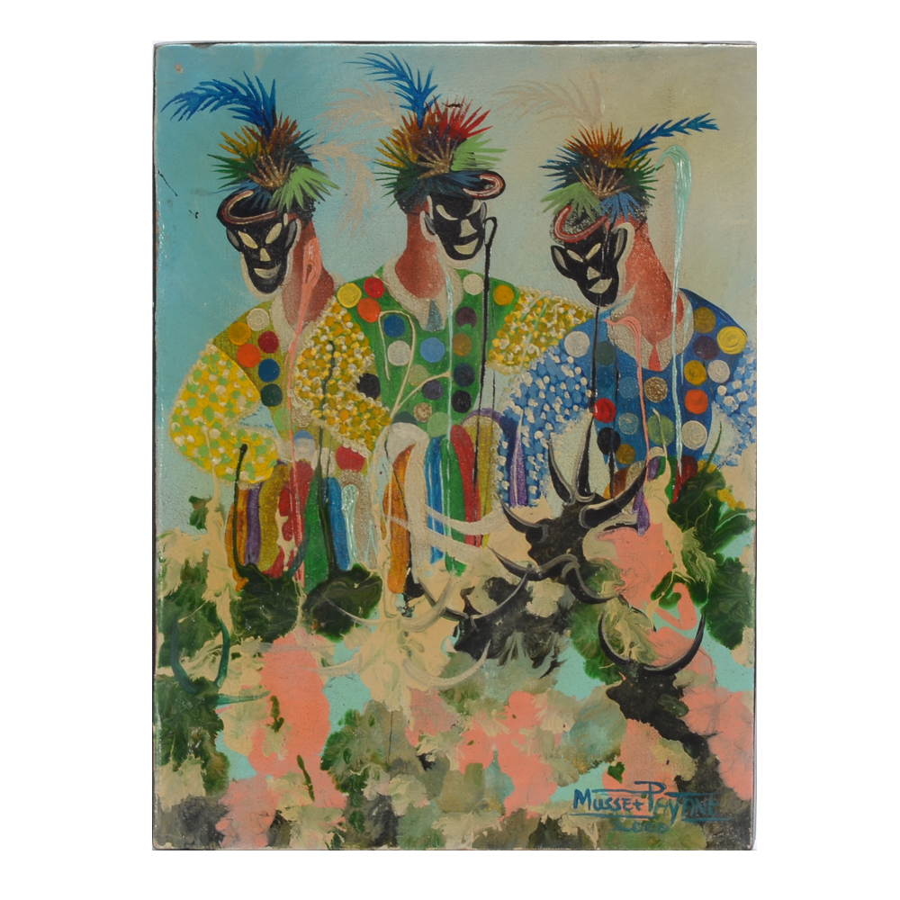 Musset Payant Oil Painting on Canvas of Costumed Figures