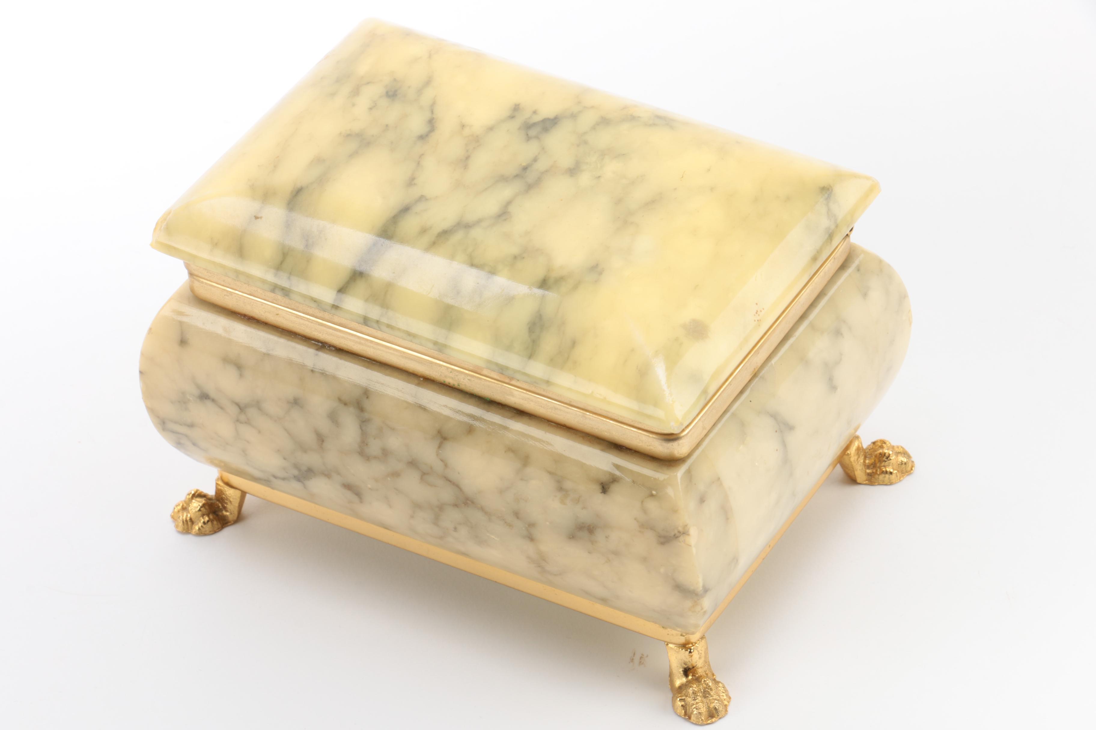 Alabaster and Wood Trinket Boxes