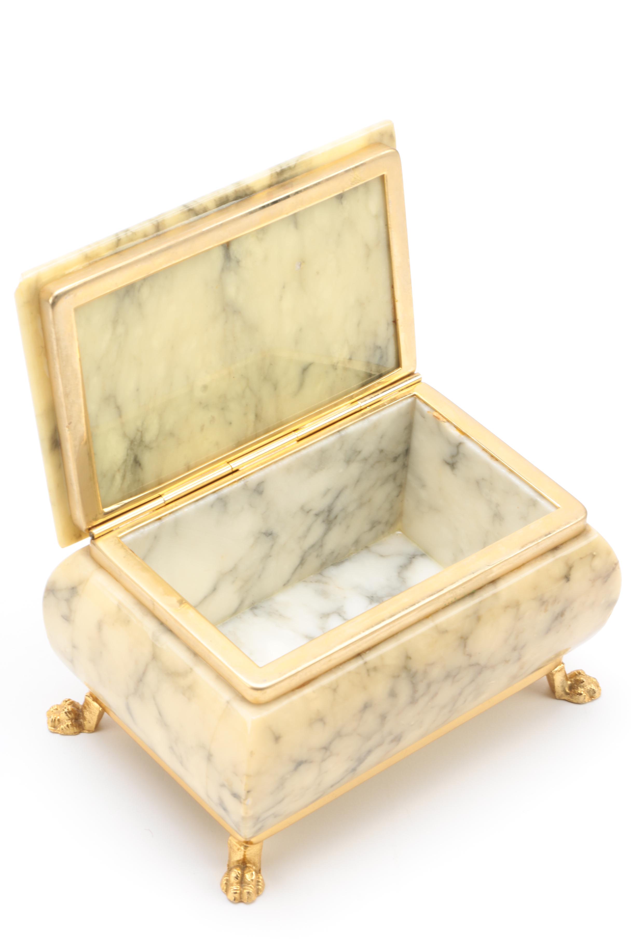 Alabaster and Wood Trinket Boxes
